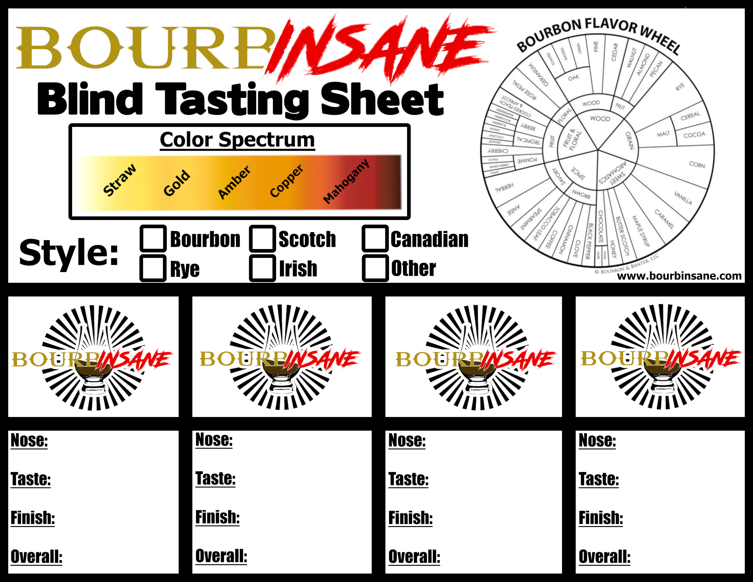 Bourbinsane Whiskey Tasting Sheet - Bourbinsane for Free Printable Whiskey Tasting Sheet Template