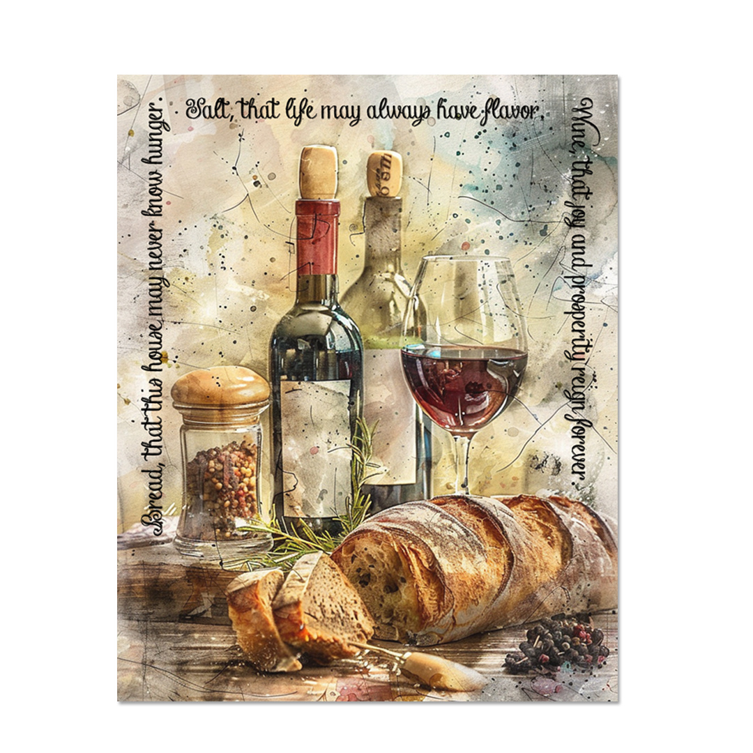 Bread Salt Wine Watercolor Housewarming Poem (Instant Download) in Free Printable Bread, Wine, And Salt Housewarming Poem