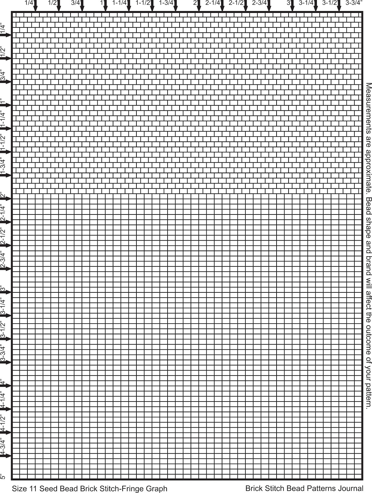 Brick Stitch Bead Patterns Journal: Size 11 Seed Bead Graph Paper regarding Free Printable Brick Stitch Graph Paper