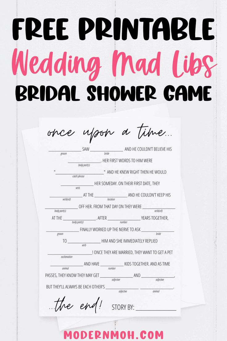 Bridal Shower Mad Libs Free Printable for Wedding Mad Libs Free Printable