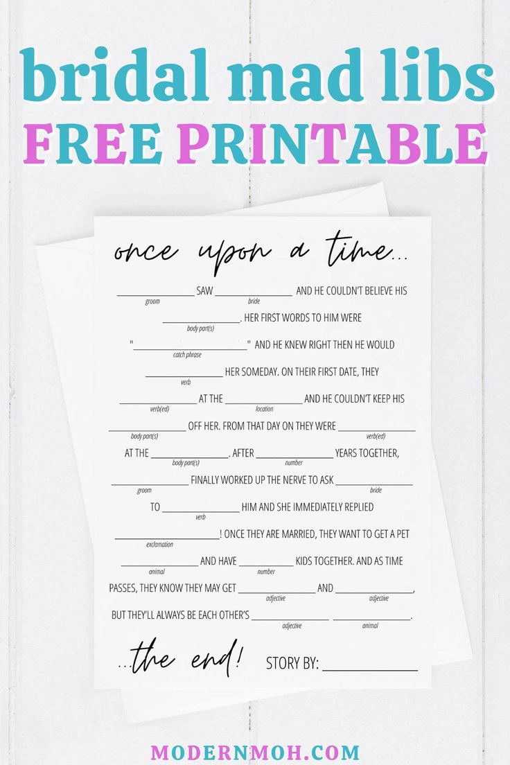 Bridal Shower Mad Libs Free Printable in Wedding Mad Libs Free Printable