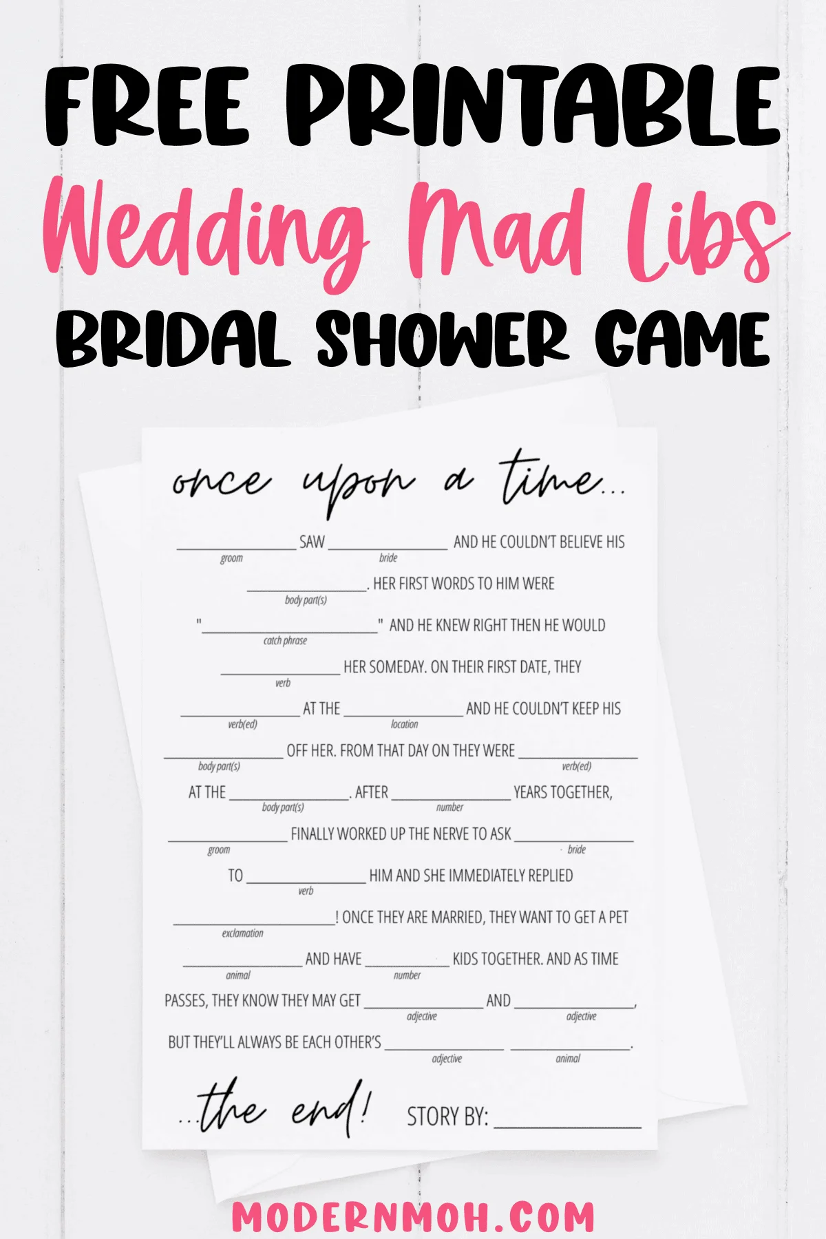 Bridal Shower Mad Libs Free Printable | Modern Moh inside Mad Libs For Bridal Shower Free Printable