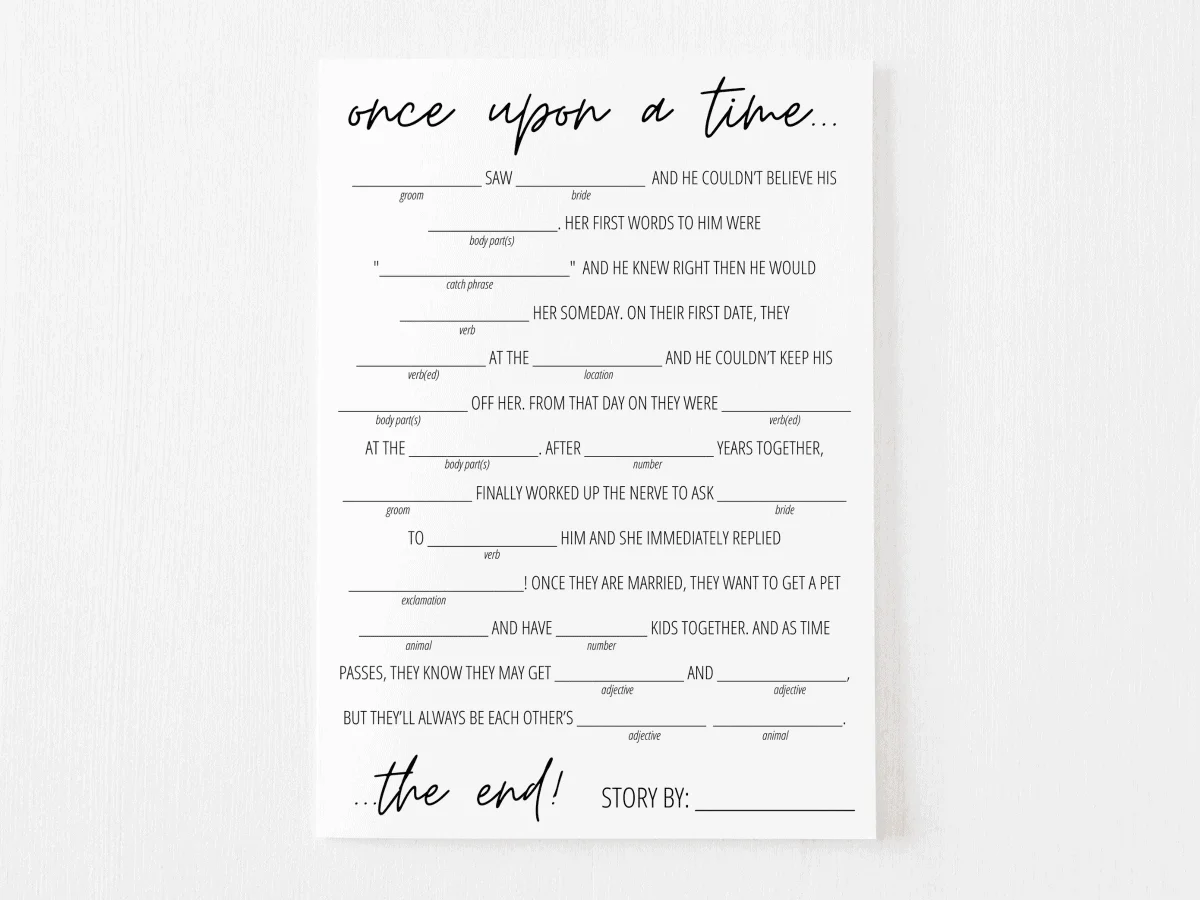 Bridal Shower Mad Libs Free Printable | Modern Moh with Wedding Mad Libs Free Printable