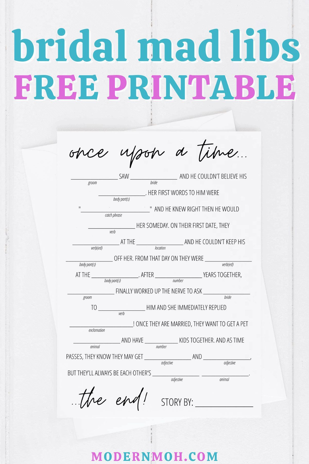 Bridal Shower Mad Libs Free Printable pertaining to Mad Libs For Bridal Shower Free Printable