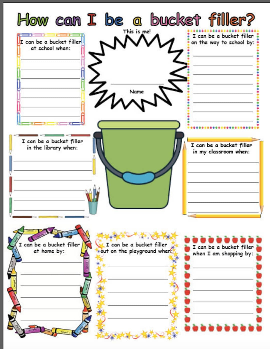 Bucket Filler Teacher Printable - Etsy Israel pertaining to Free Printable Bucket Filler Template Printable