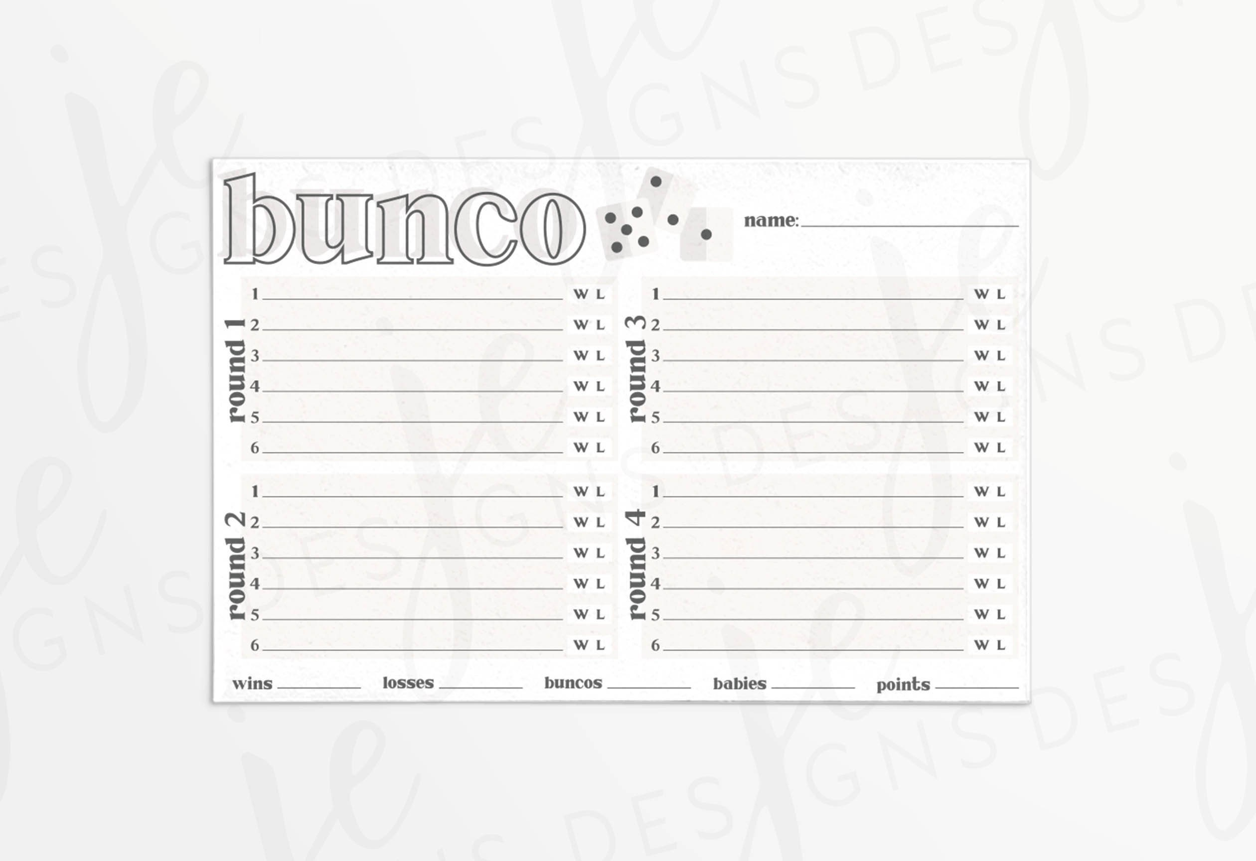 Bunco Score Card Printable Basic Score Sheet Instant Download - Etsy intended for Free Printable Bunco Score Sheets Word Document