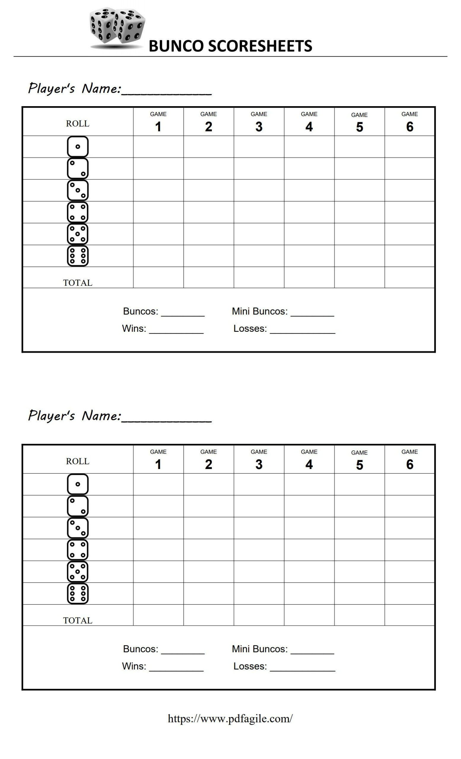 Bunco Scoresheet Template | Pdf Agile in Bunco Score Card Free Printable