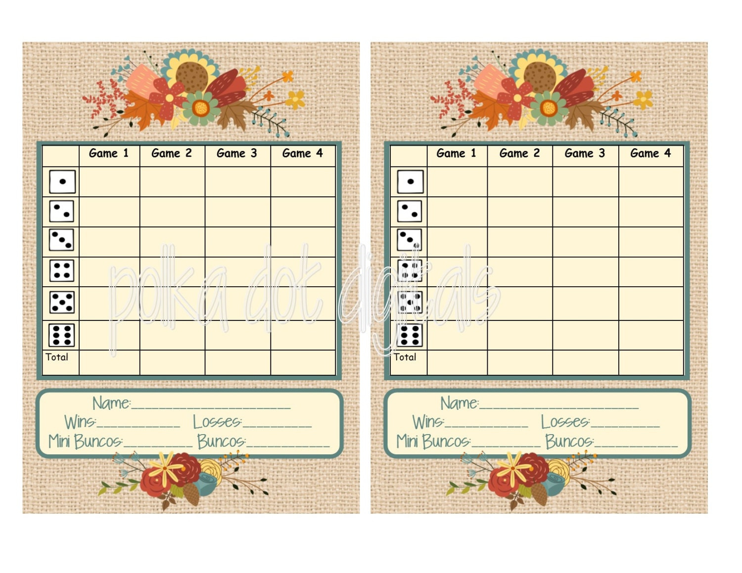 Buy 2 Get 1 Free Burlap Fall Bunco Score Card Set Sheet Matching inside Free Printable Bunco Score Sheets Fall