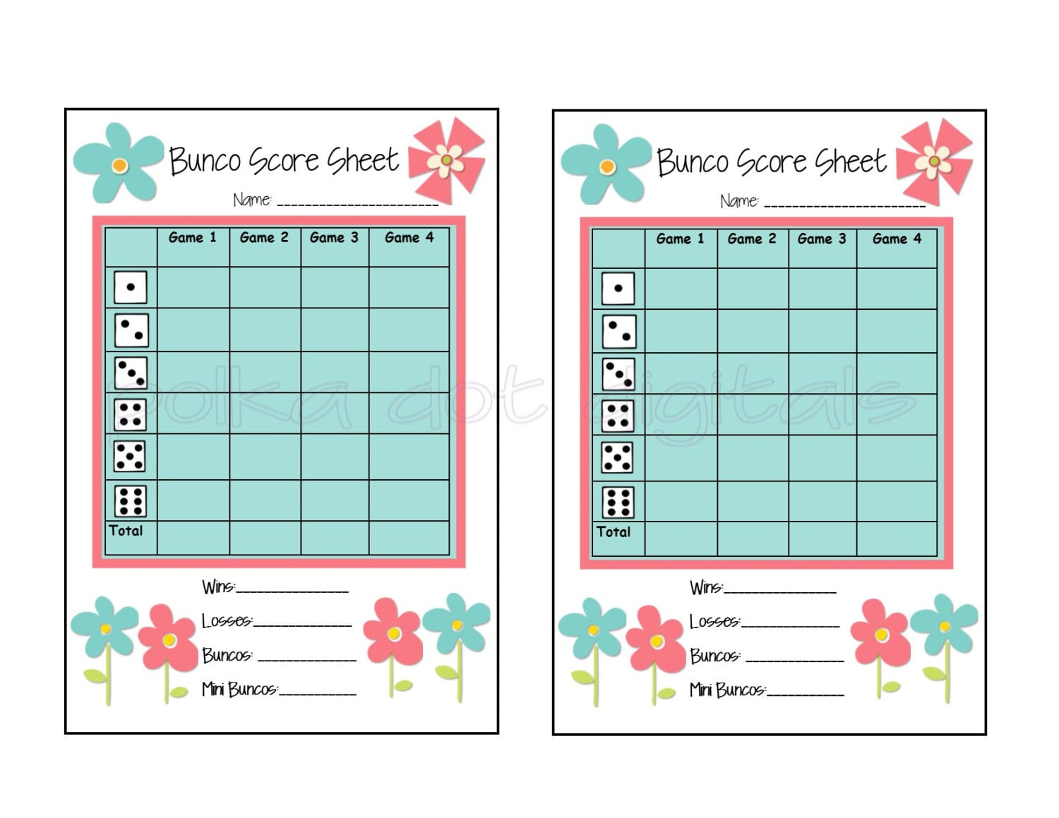 Buy 2 Get 1 Free Complete Set Spring Flowers Floral Bunco Score pertaining to Free Printable Bunco Score Sheets Spring