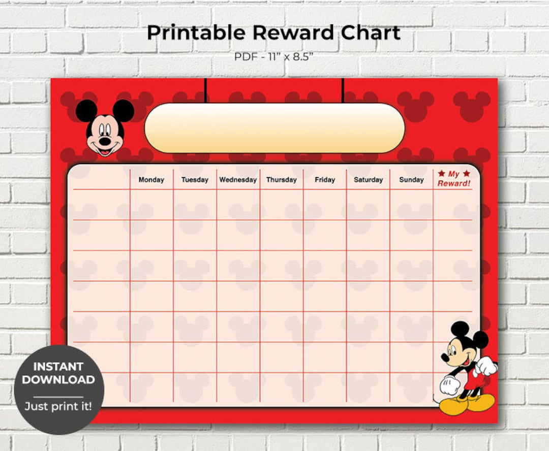 Buy Printable Mickey Mouse Reward Chart, Potty Training Chart, Children&amp;#039;S Sticker Chart, Toddler Reward Chart, Instant Download Online In India - Etsy intended for Free Printable Mickey Mouse Potty Training Chart