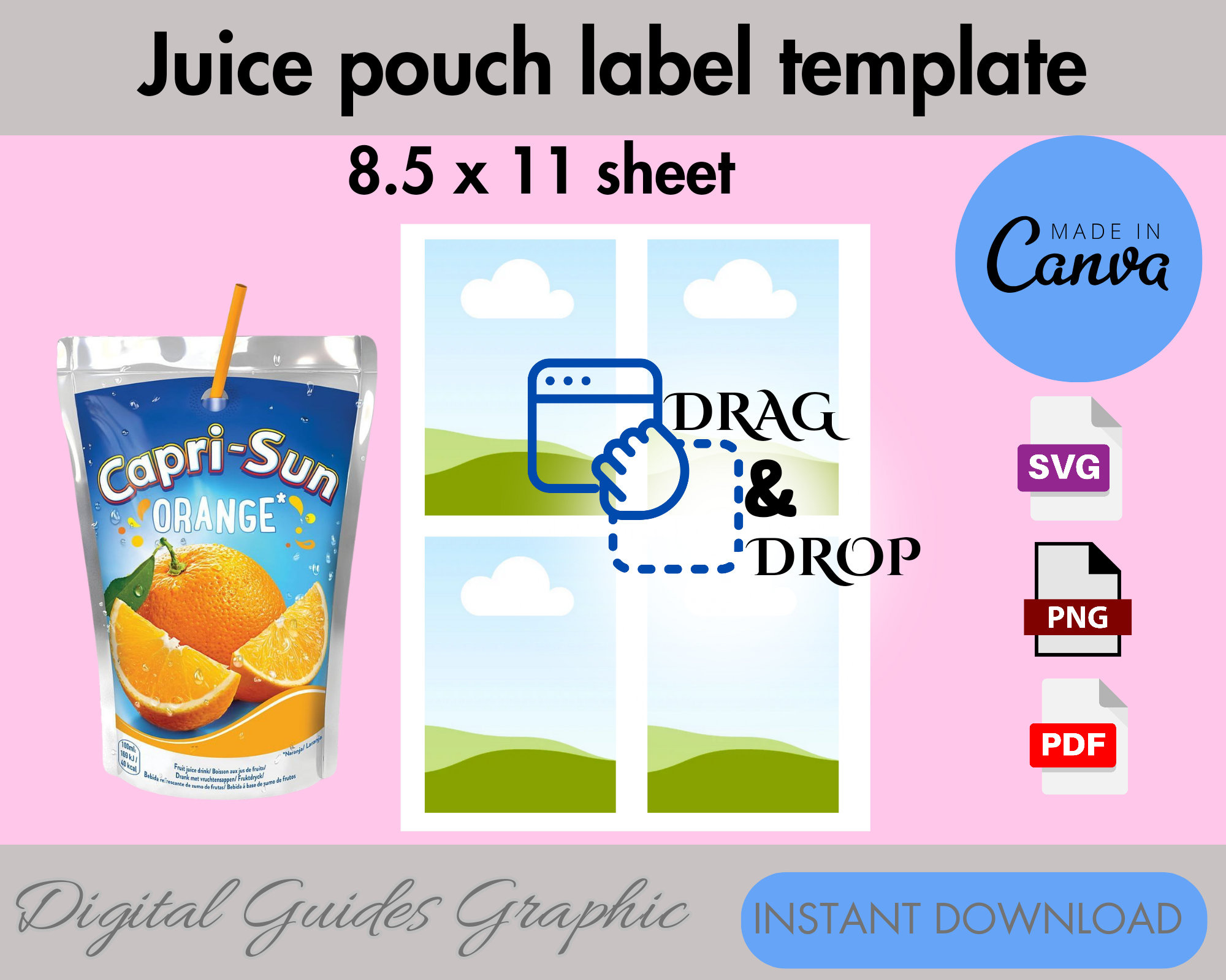 Capri Juice Label Template, Custom Caprisun Label, Capri Juice within Free Printable Capri Sun Label Template Free