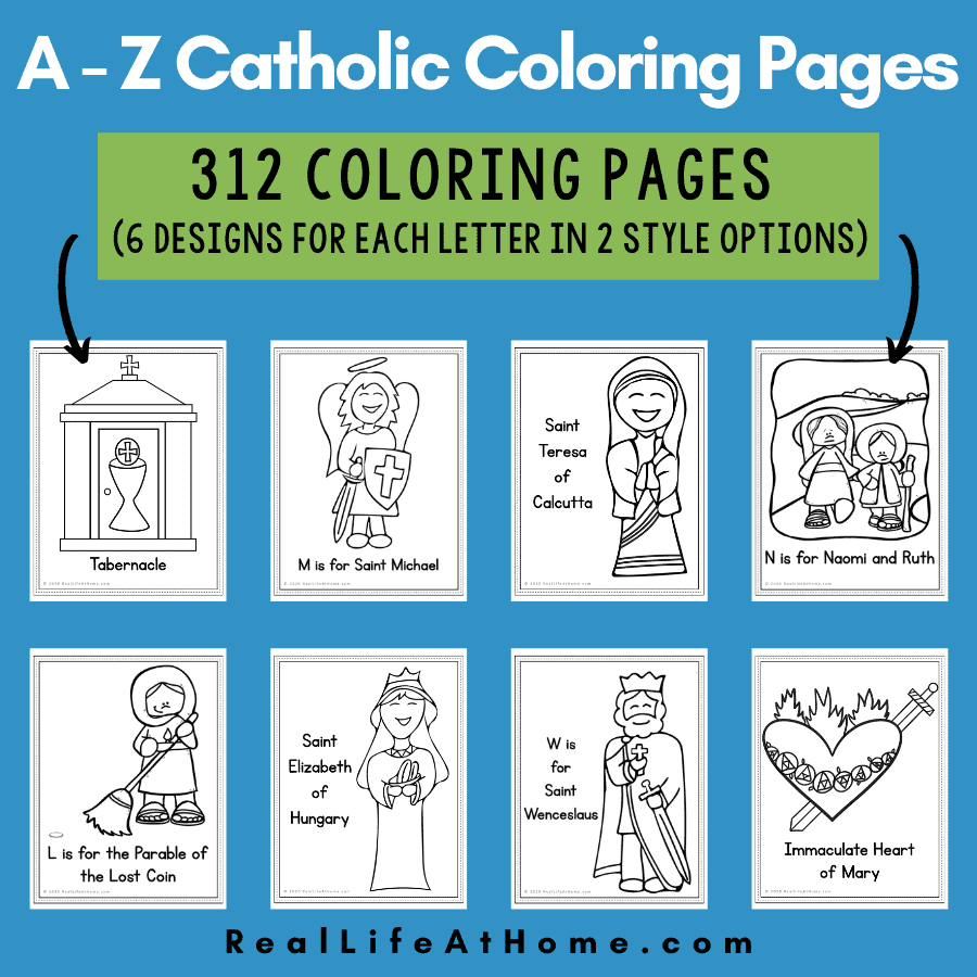 Catholic Coloring Pages For A - Z: Set Of 312 Religious Coloring Pages intended for Free Catholic Printable Worksheets