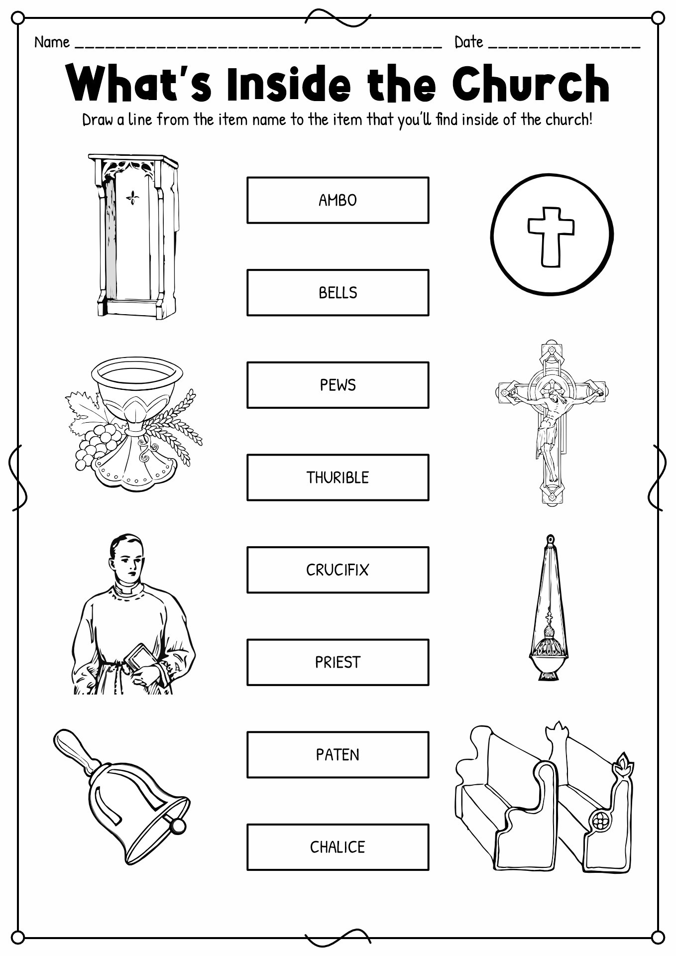 Catholic Spelling &amp;amp; Vocabulary Words Church Worksheets pertaining to Free Catholic Printable Worksheets