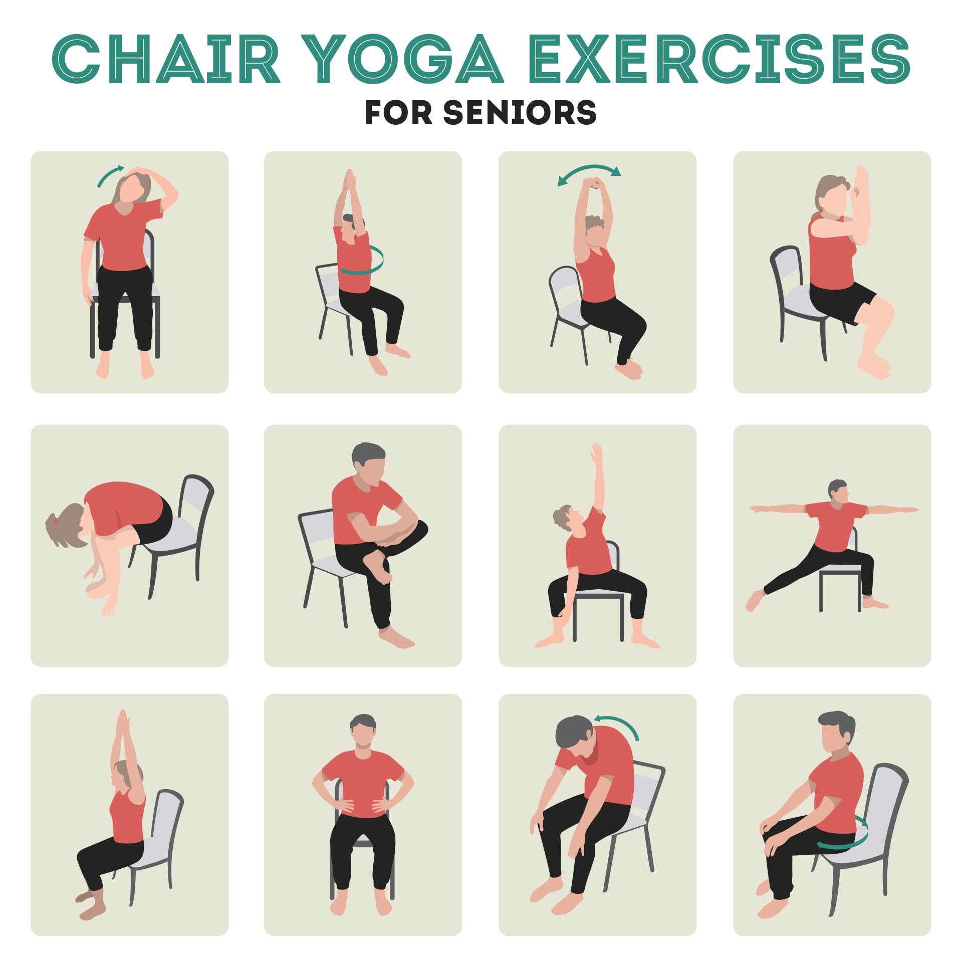 Chair Yoga Poses - 10 Free Pdf Printables | Printablee for Free Printable Chair Yoga For Seniors