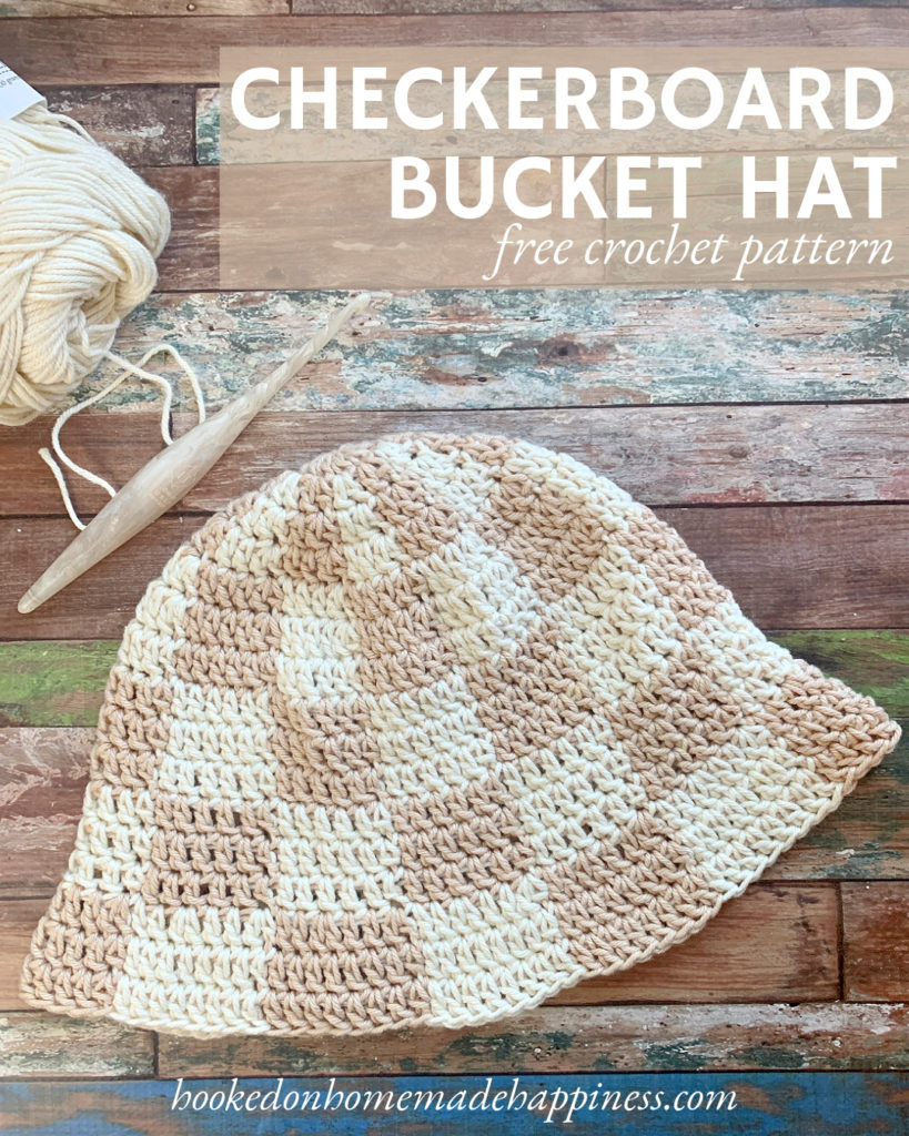 Checkerboard Bucket Hat Crochet Pattern - Hooked On Homemade Happiness with Free Printable Crochet Bucket Hat Pattern