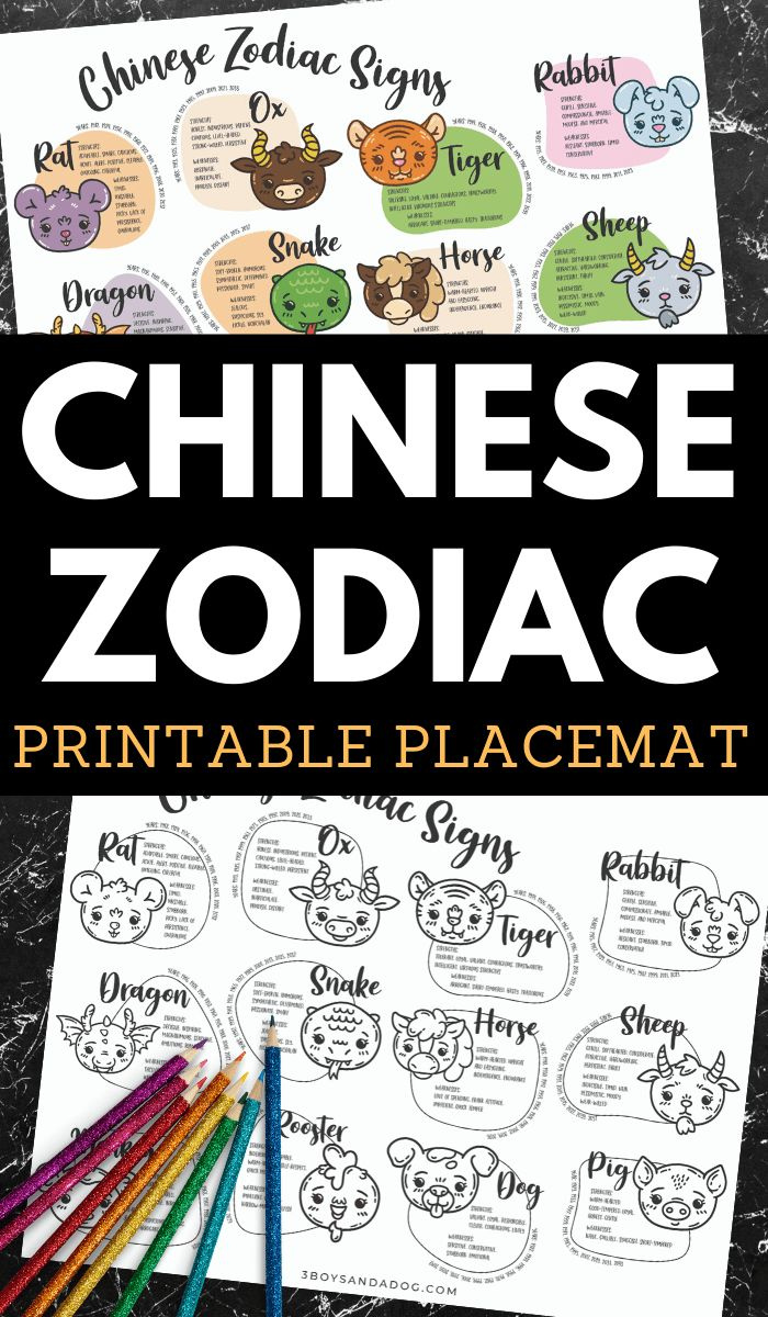 Chinese Zodiac Placemat Printable Coloring Page pertaining to Free Printable Chinese Zodiac Placemat Printable