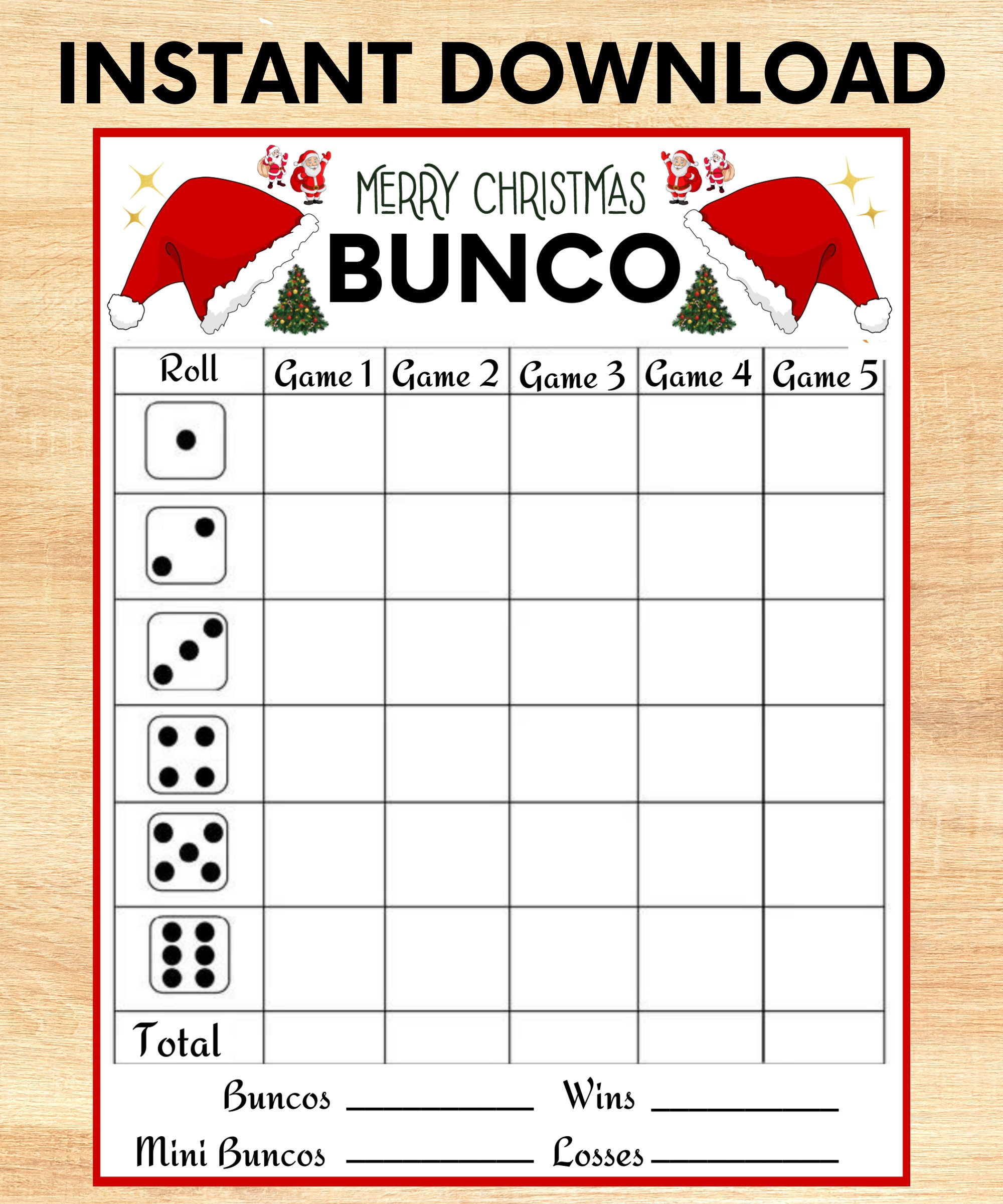 Christmas Bunco Game Printable Bunco Cards Score Card Tally Sheet with Free Printable Christmas Bunco Score Sheets