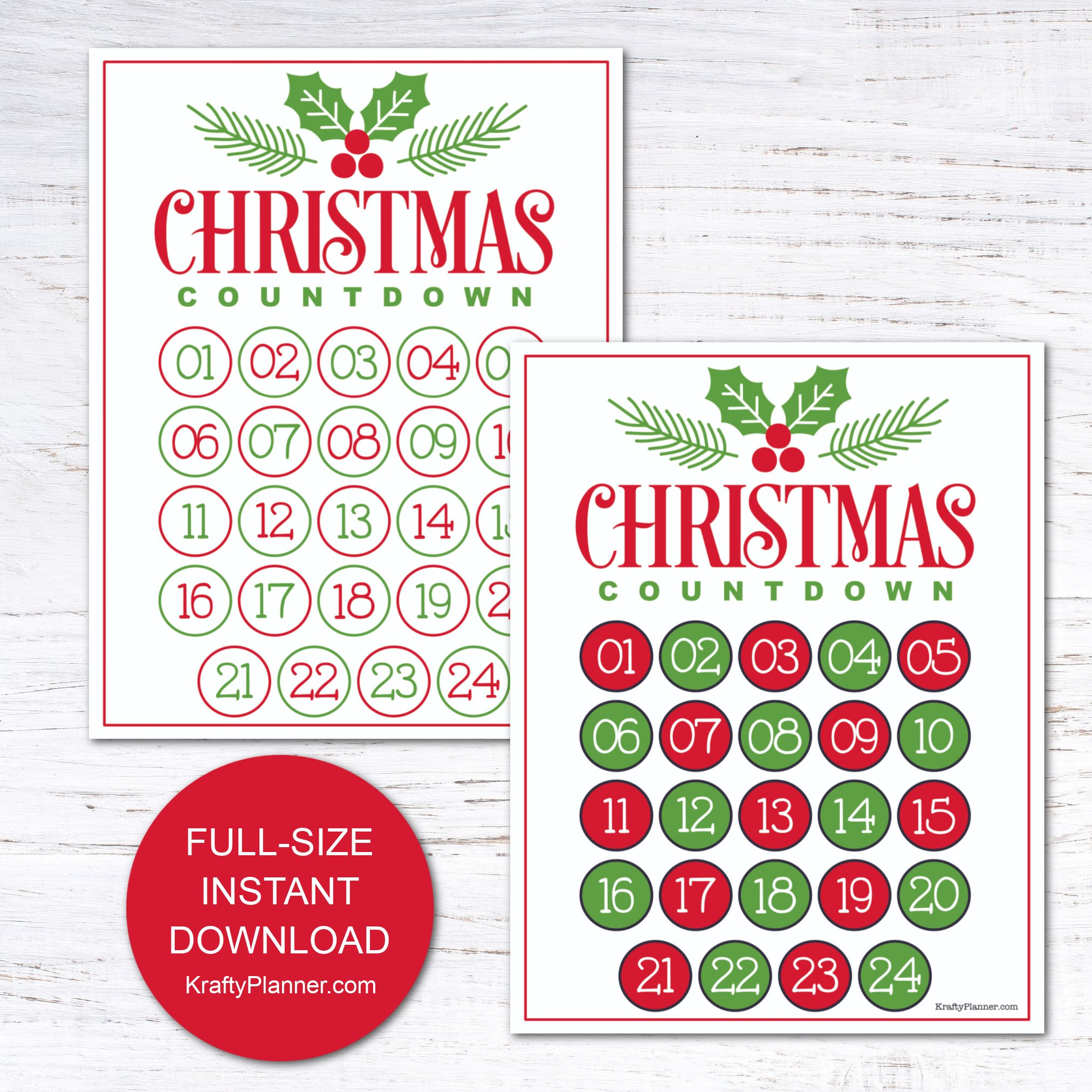 Christmas Countdown Advent Calendar {Free Printable} — Krafty Planner pertaining to Free Printable Christmas Countdown Calendar