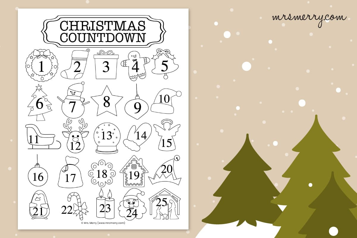 Christmas Countdown Printable | Coloring Christmas Calendar | Mrs in Christmas Countdown Free Printable