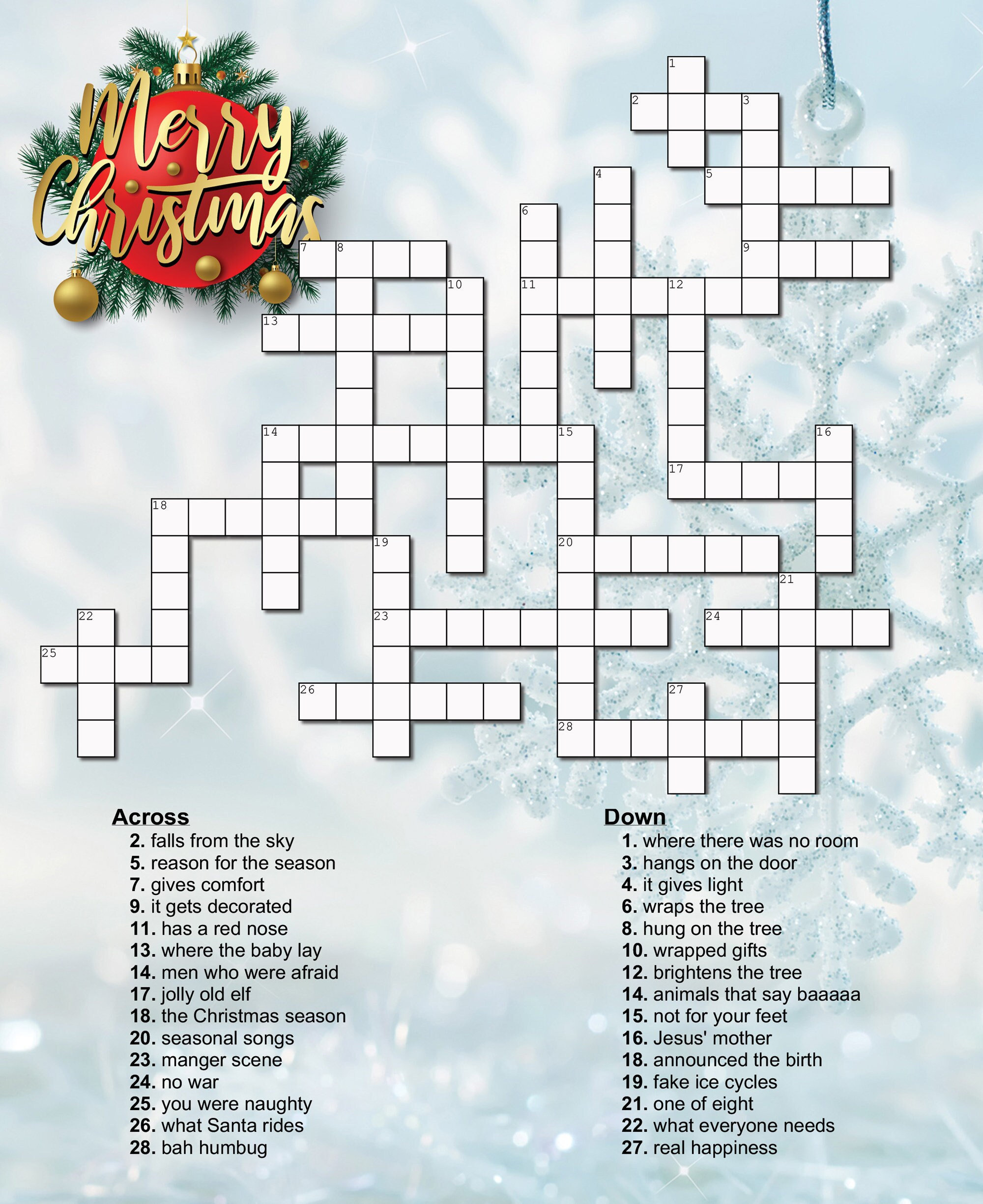 Christmas Crossword Puzzle - Etsy regarding Printable Christmas Crossword Puzzle