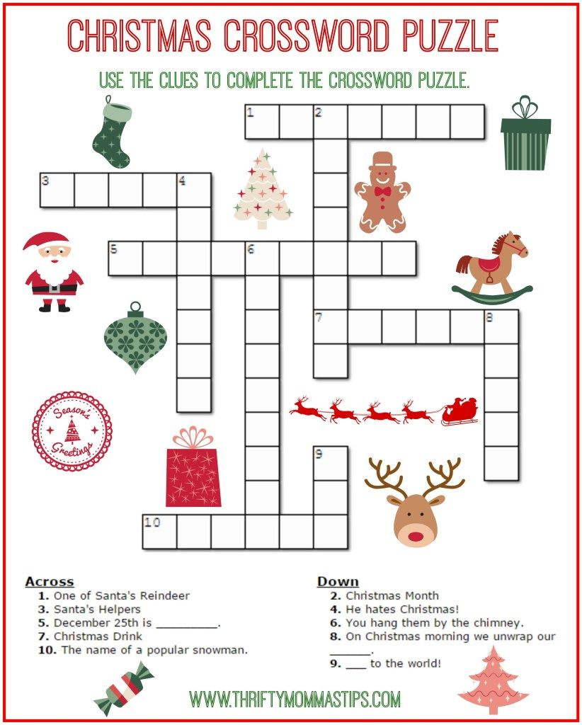 Christmas Crossword Puzzle Printable - Thrifty Momma&amp;#039;S Tips for Free Christmas Crosswords Printable