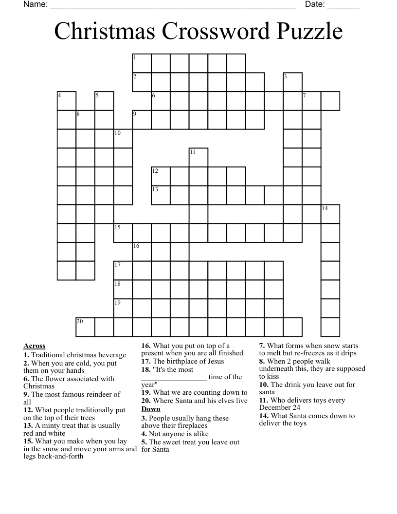 Christmas Crossword Puzzle - Wordmint with Free Printable Crossword Puzzles Christmas