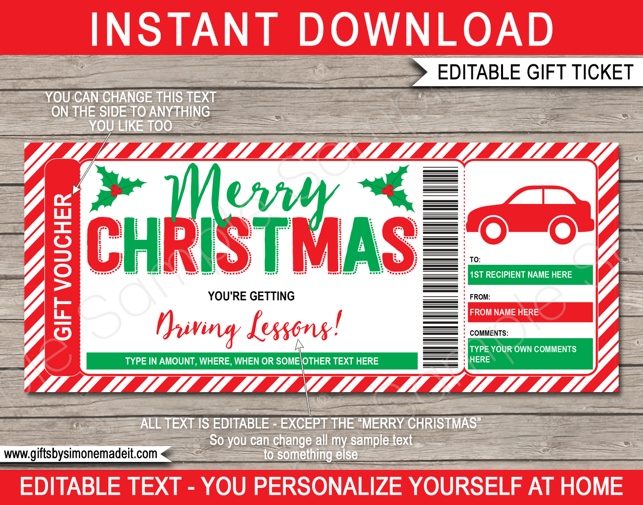 Christmas Driving Lessons Gift Voucher Template within Free Printable Driving Lesson Voucher Template