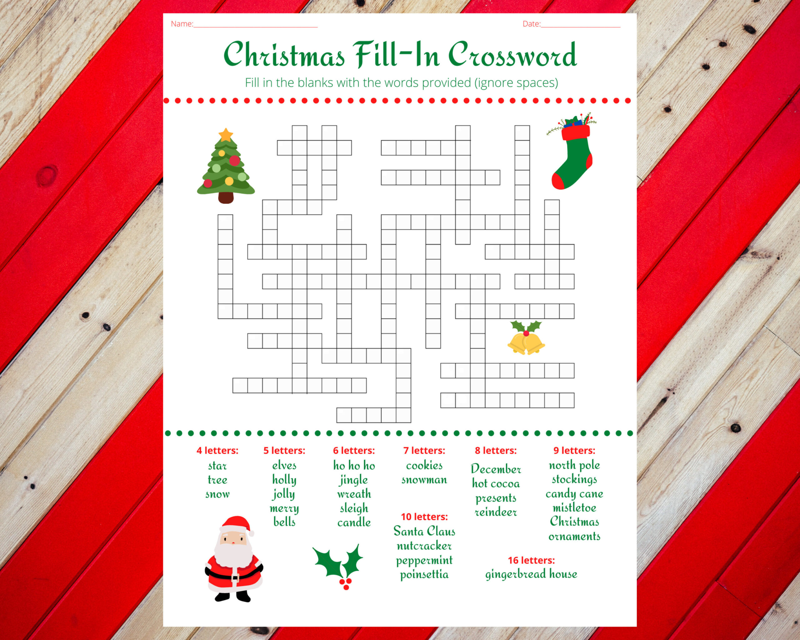 Christmas Holiday Fill In Crossword Puzzle Worksheet Digital pertaining to Printable Christmas Crossword Puzzles For Adults With Answers