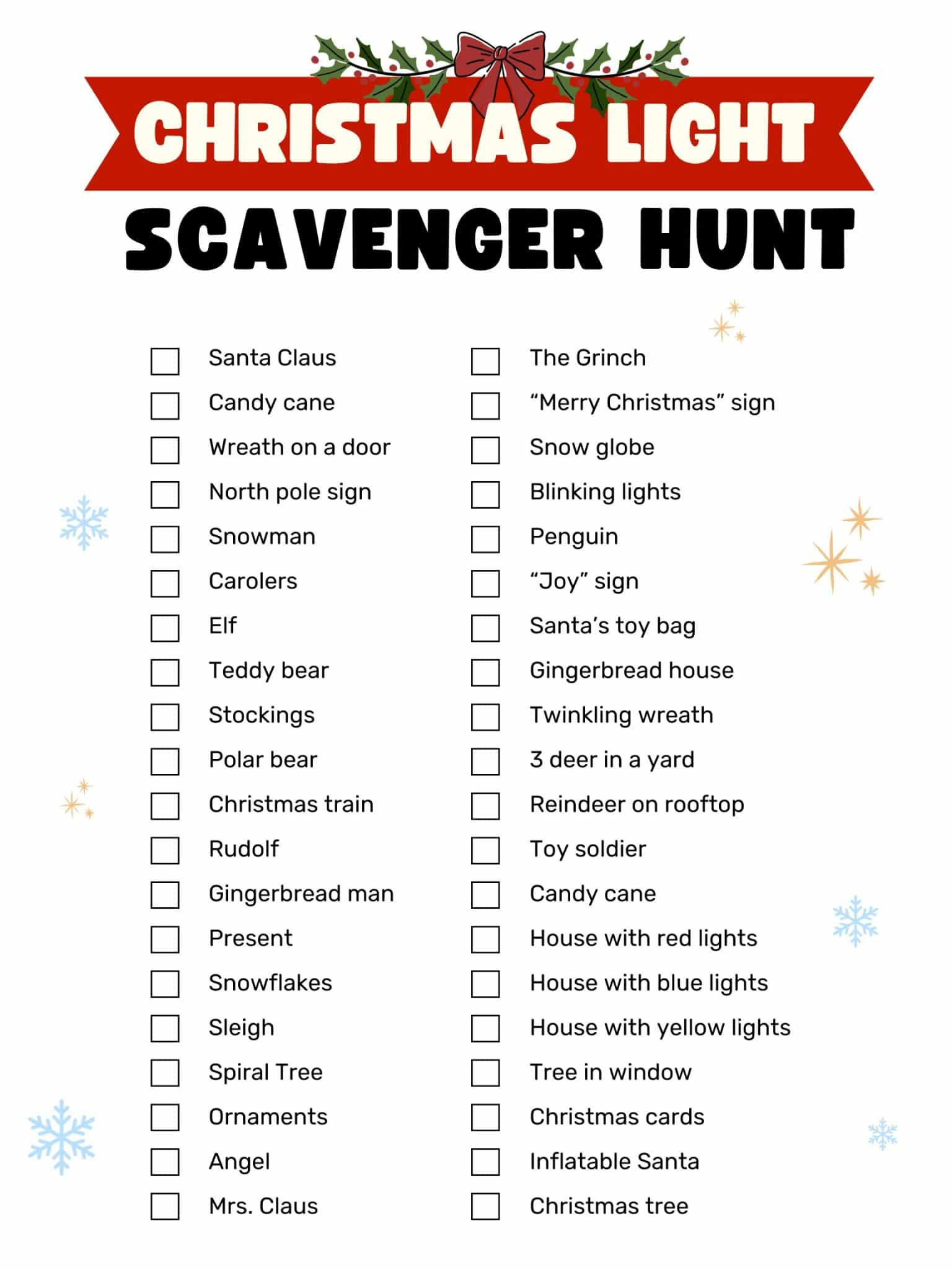 Christmas Light Scavenger Hunt Free Printable - Goally regarding Christmas Light Scavenger Hunt Free Printable