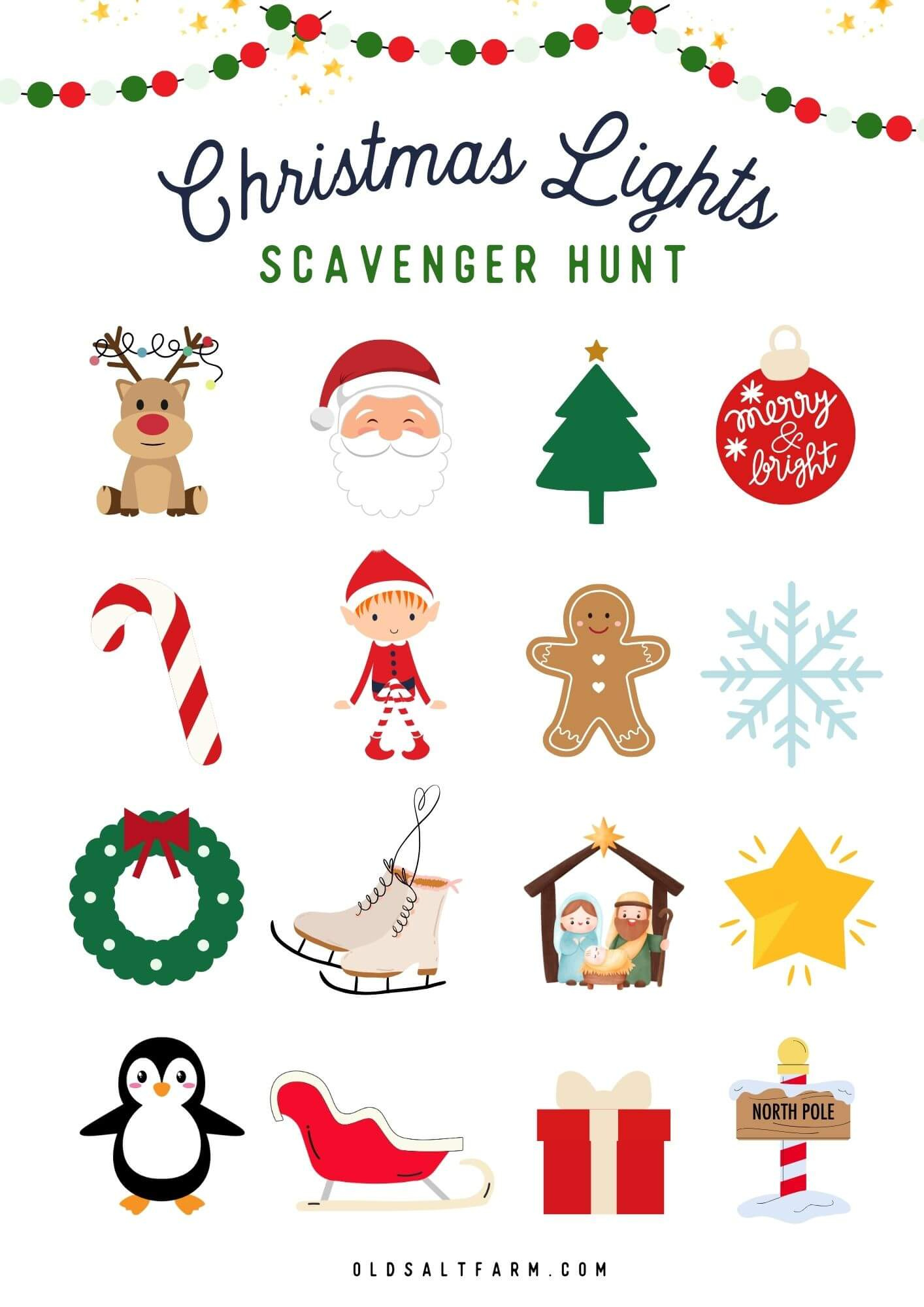 Christmas Light Scavenger Hunt | Free Printable | Old Salt Farm throughout Christmas Light Scavenger Hunt Free Printable