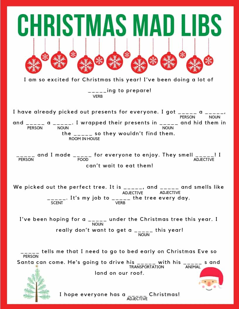 Christmas Mad Libs - Jac Of All Things in Mad Libs Christmas Printable Free