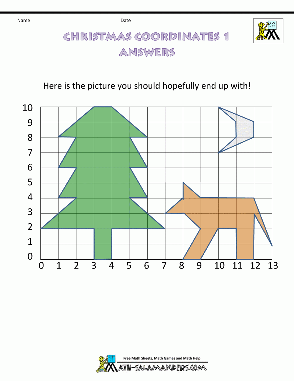 Christmas Math Activities for Free Printable Christmas Coordinate Graphing Worksheets