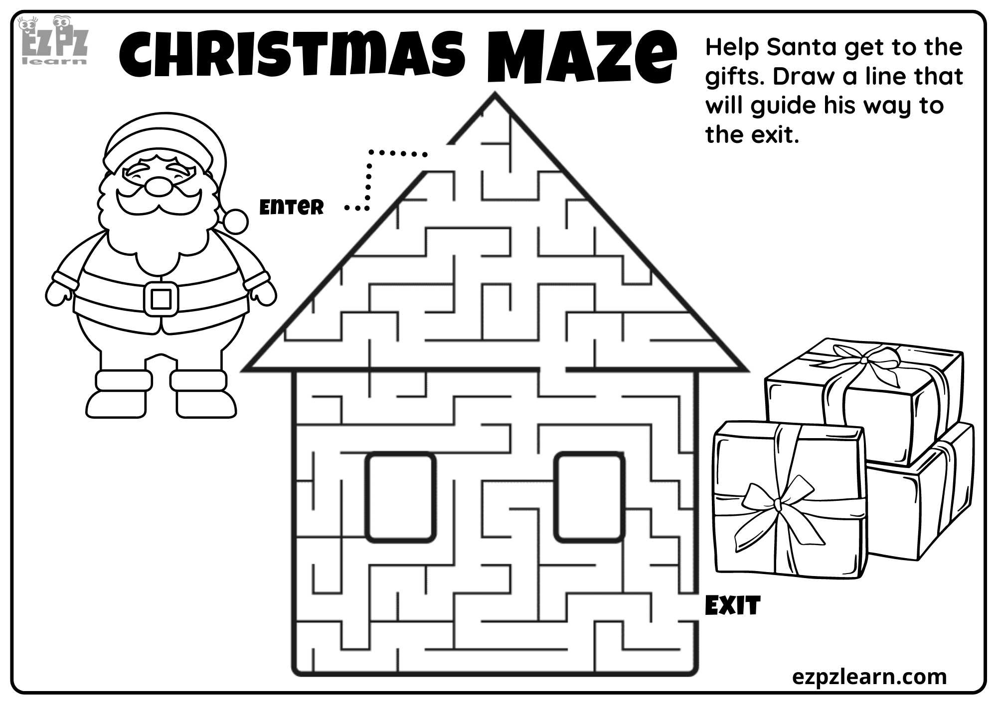 Christmas Maze 2 - Ezpzlearn with regard to Free Printable Christmas Mazes