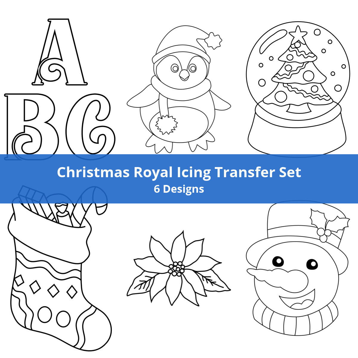 Christmas Royal Icing Transfer Set (6 Designs) | Jh Web Designer intended for Printable Free Royal Icing Transfer Templates Christmas