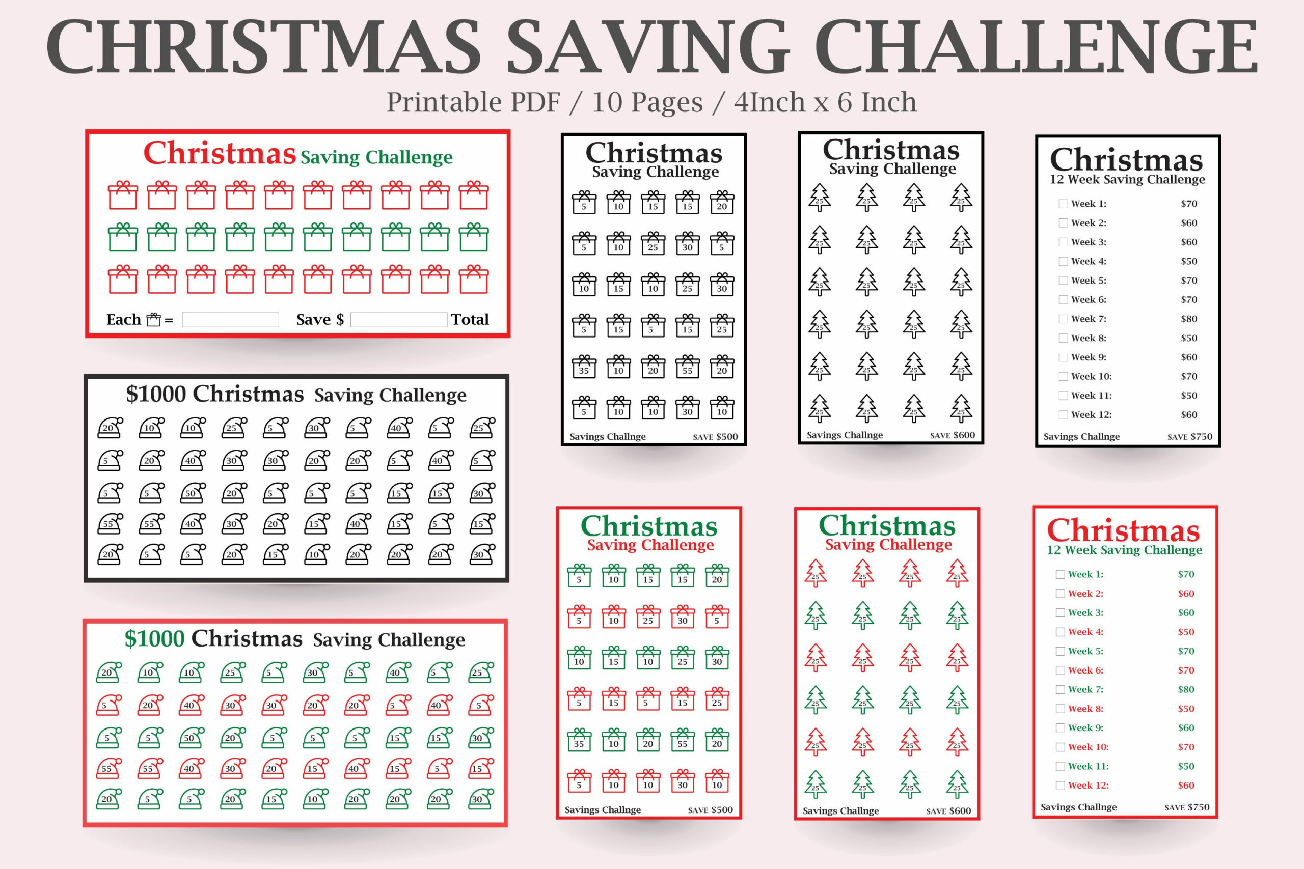 Christmas Savings Challenge,Money Saving Challenge, for Christmas Savings Challenge Free Printable