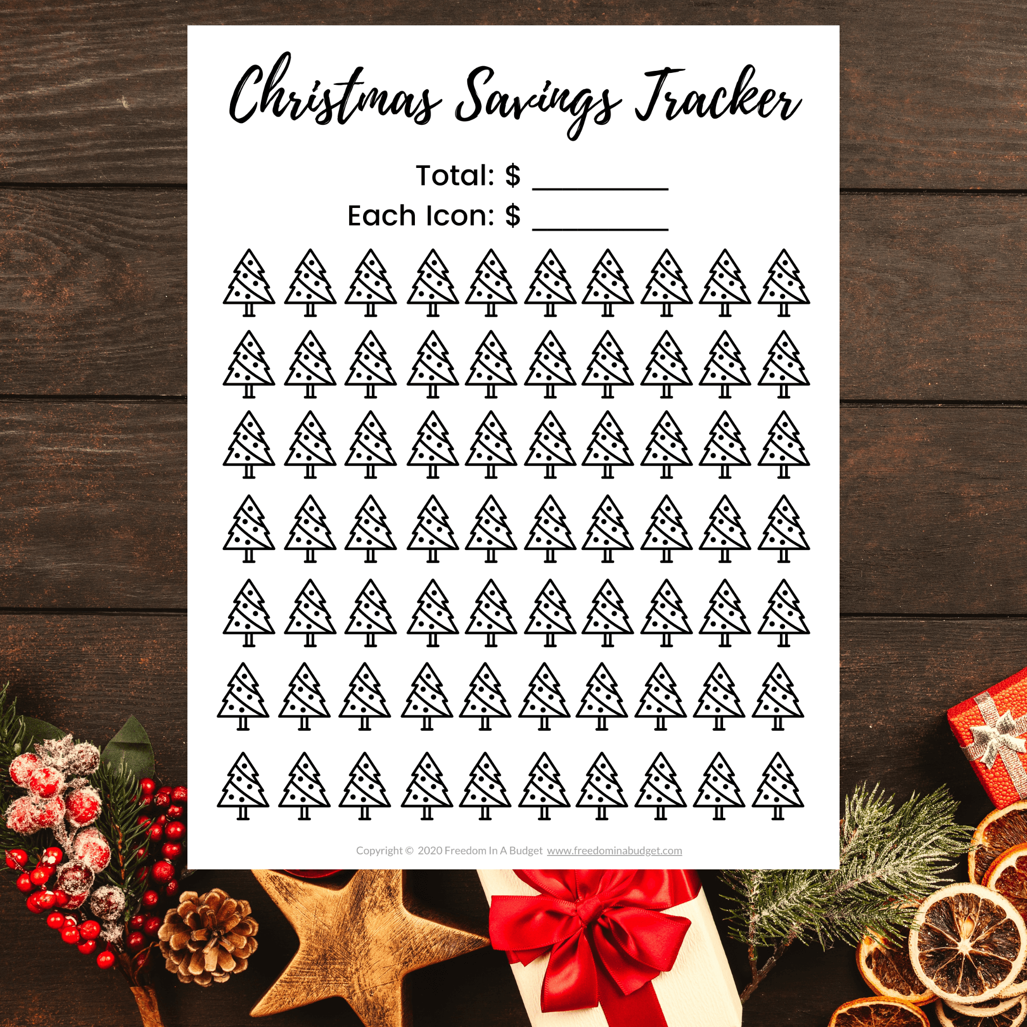 Christmas Savings Tracker for Christmas Savings Challenge Free Printable