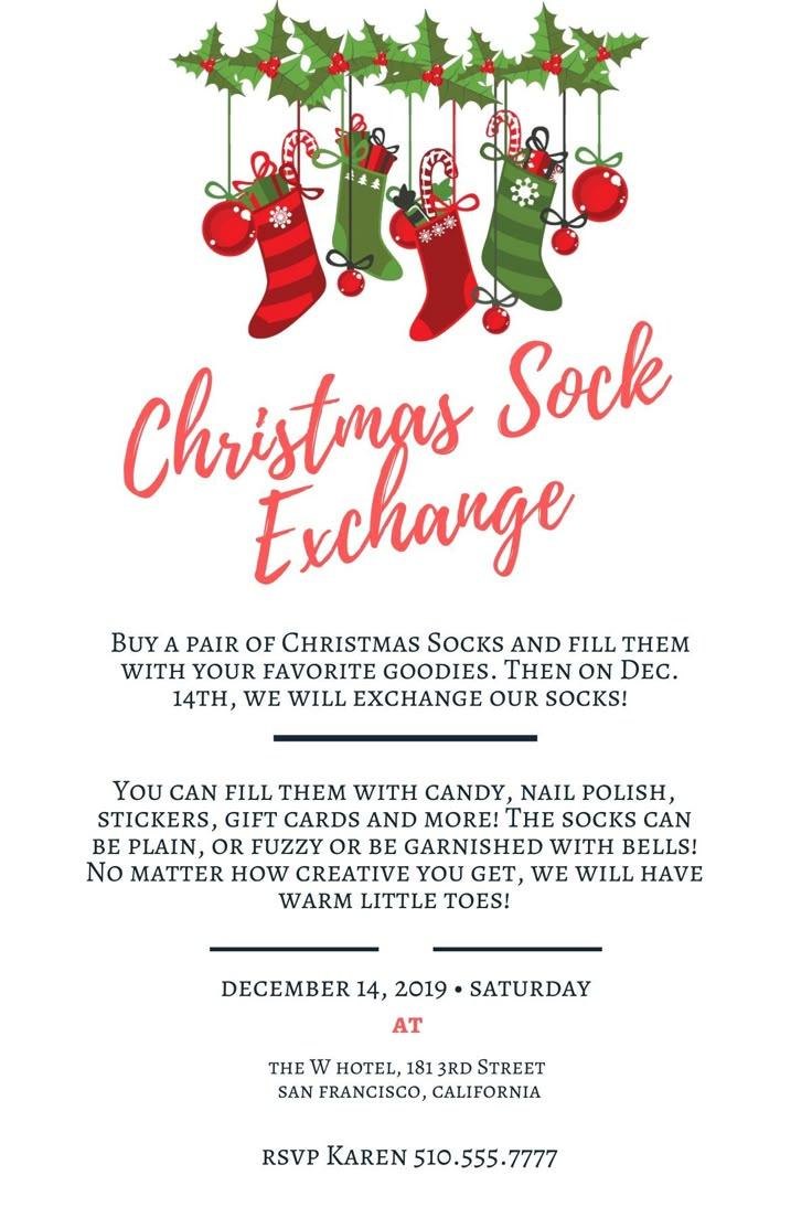 Christmas Sock Exchange Invitation - Personalized pertaining to Free Printable Christmas Sock Exchange Invitation