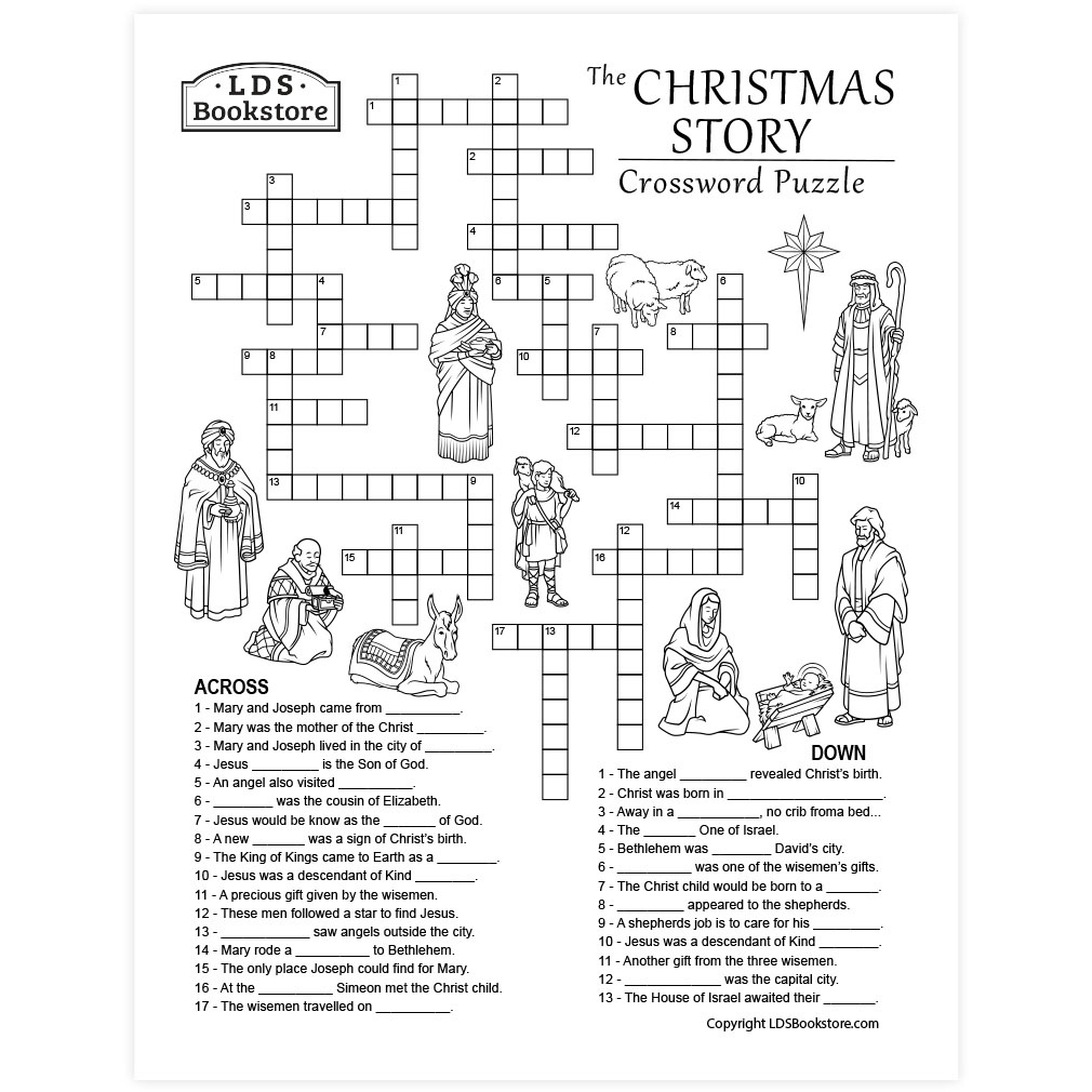 Christmas Story Crossword Puzzle - Printable in Free Printable Christmas Crossword