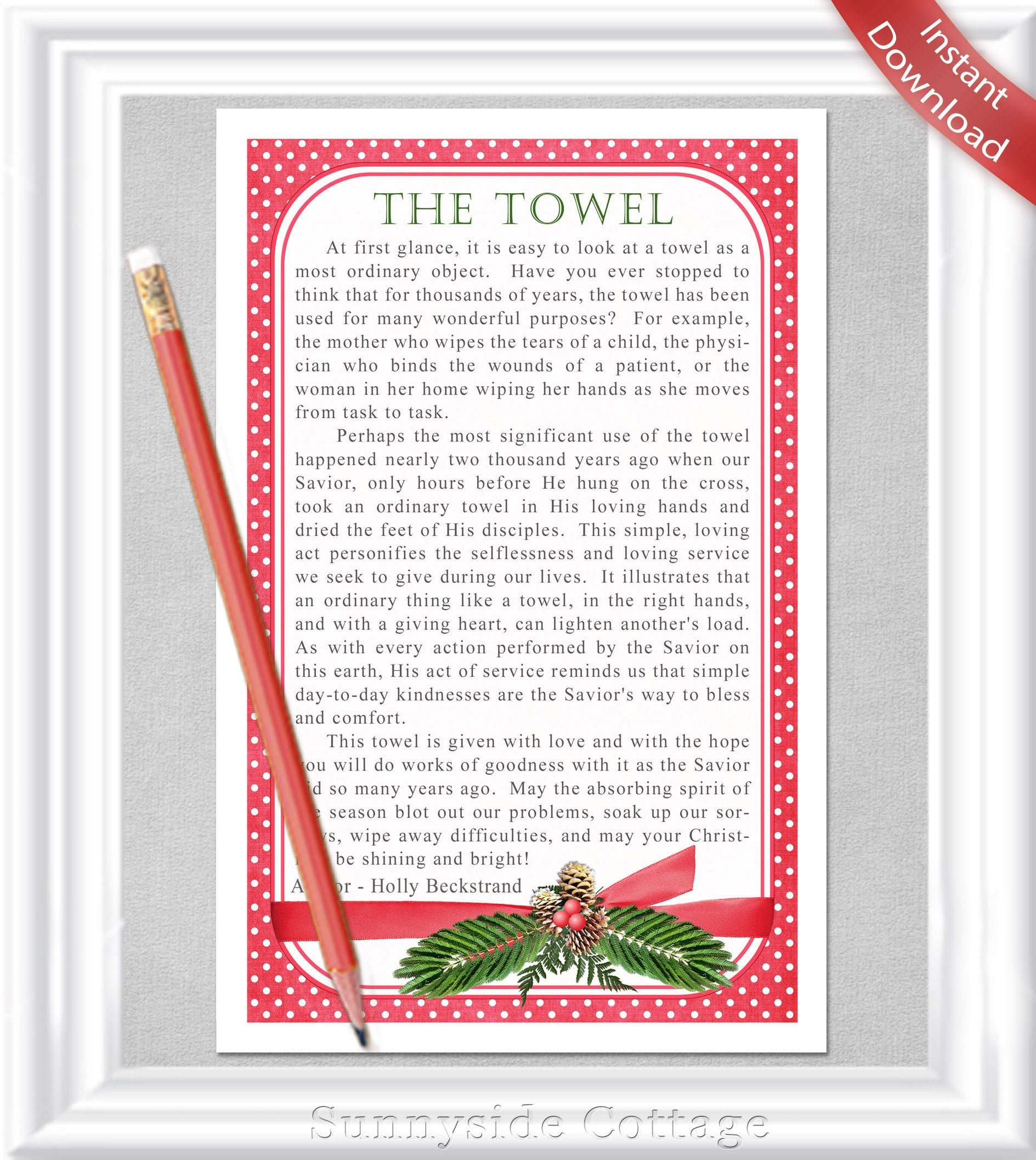 Christmas Towel Story, Beautiful Christmas Gift, Christmas Story throughout Christmas Towel Poem Free Printable