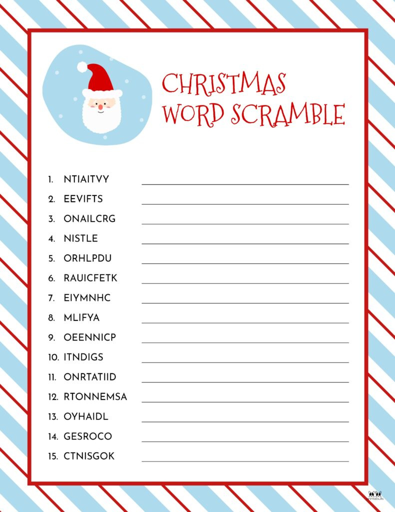 Christmas Word Scrambles - 15 Free Printables | Printabulls regarding Free Christmas Word Scramble Printable