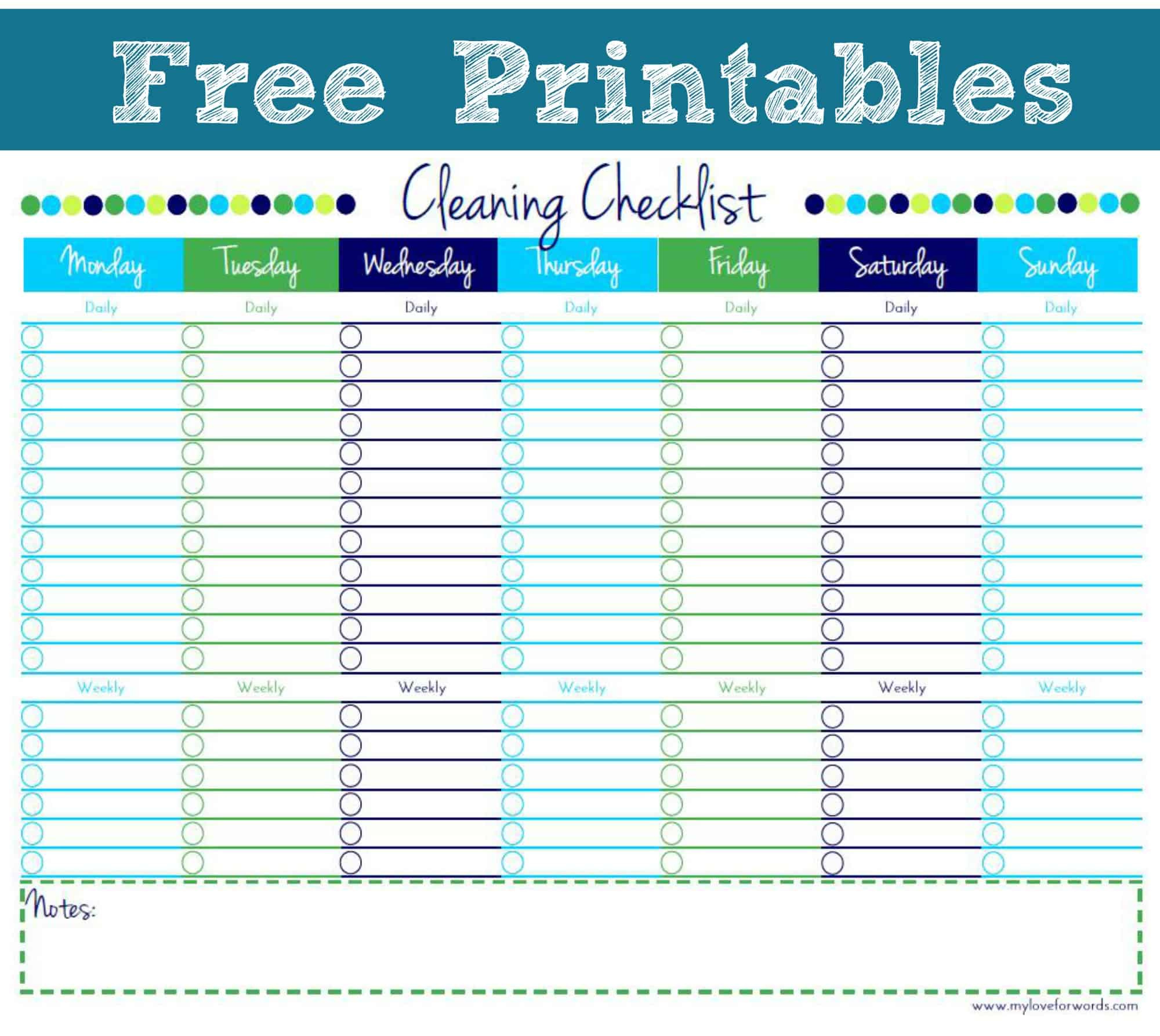 Cleaning Checklist {Free Printable} within Cleaning Binder Free Printables