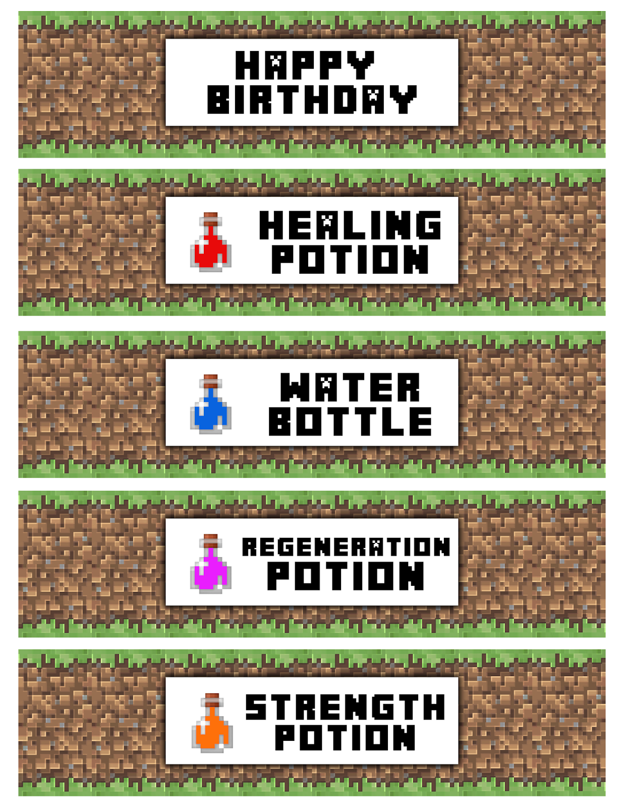 Clip Art &amp;amp; Party Printables - Web Digital Papers: Free Printable for Free Printable Minecraft Water Bottle Labels