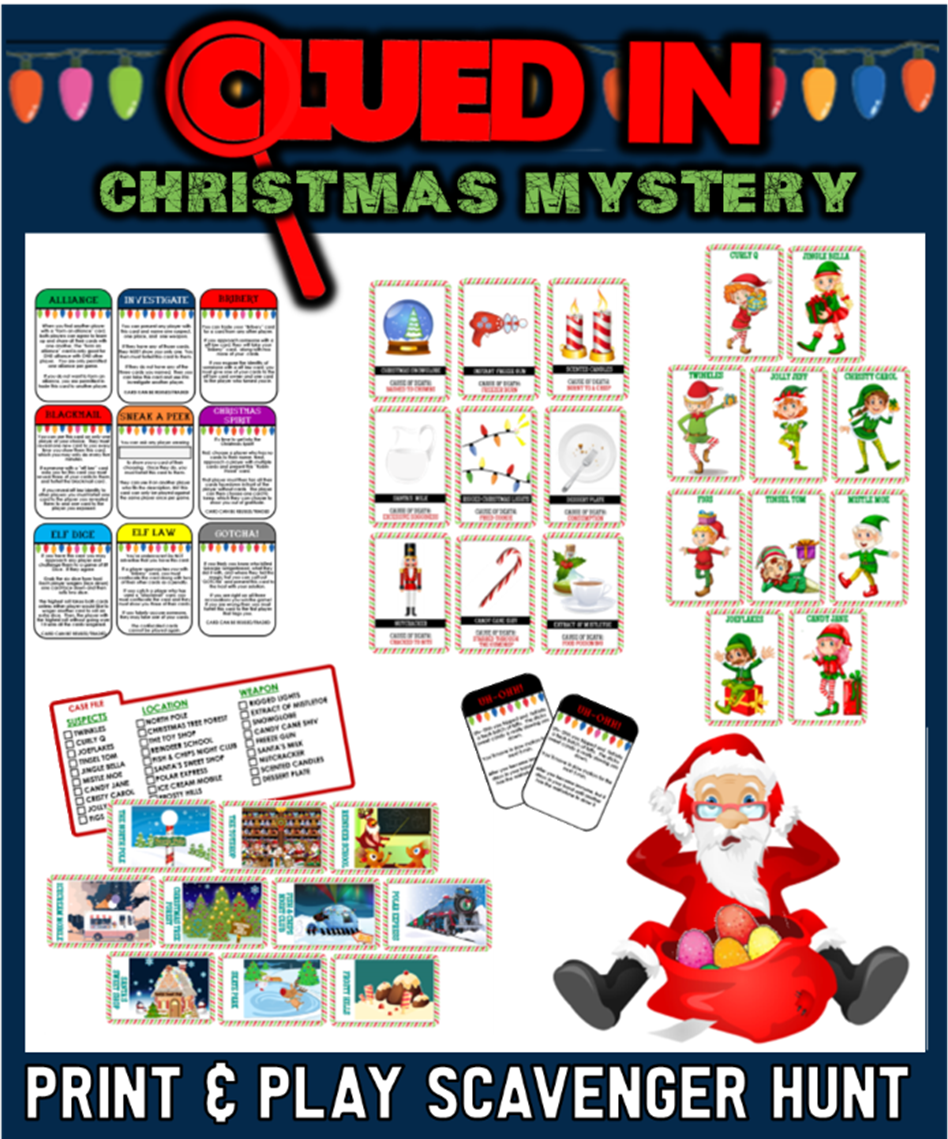 Clued-In Murder Mystery Christmas Scavenger Hunt -Printable Party intended for Free Printable Murder Mystery Games