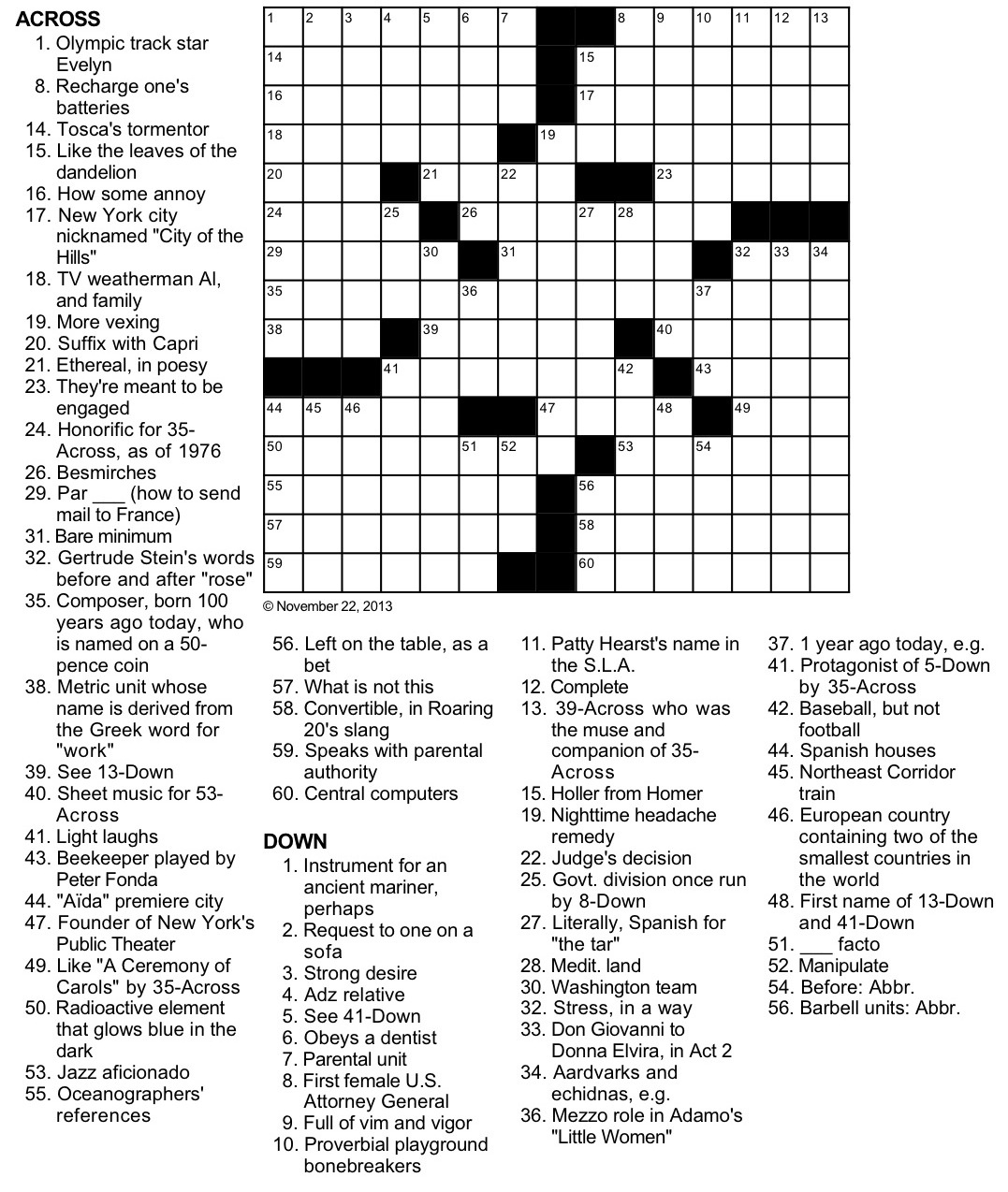 Coin Of The Musical Realm Crossword Puzzle intended for Music Crossword Puzzles Printable