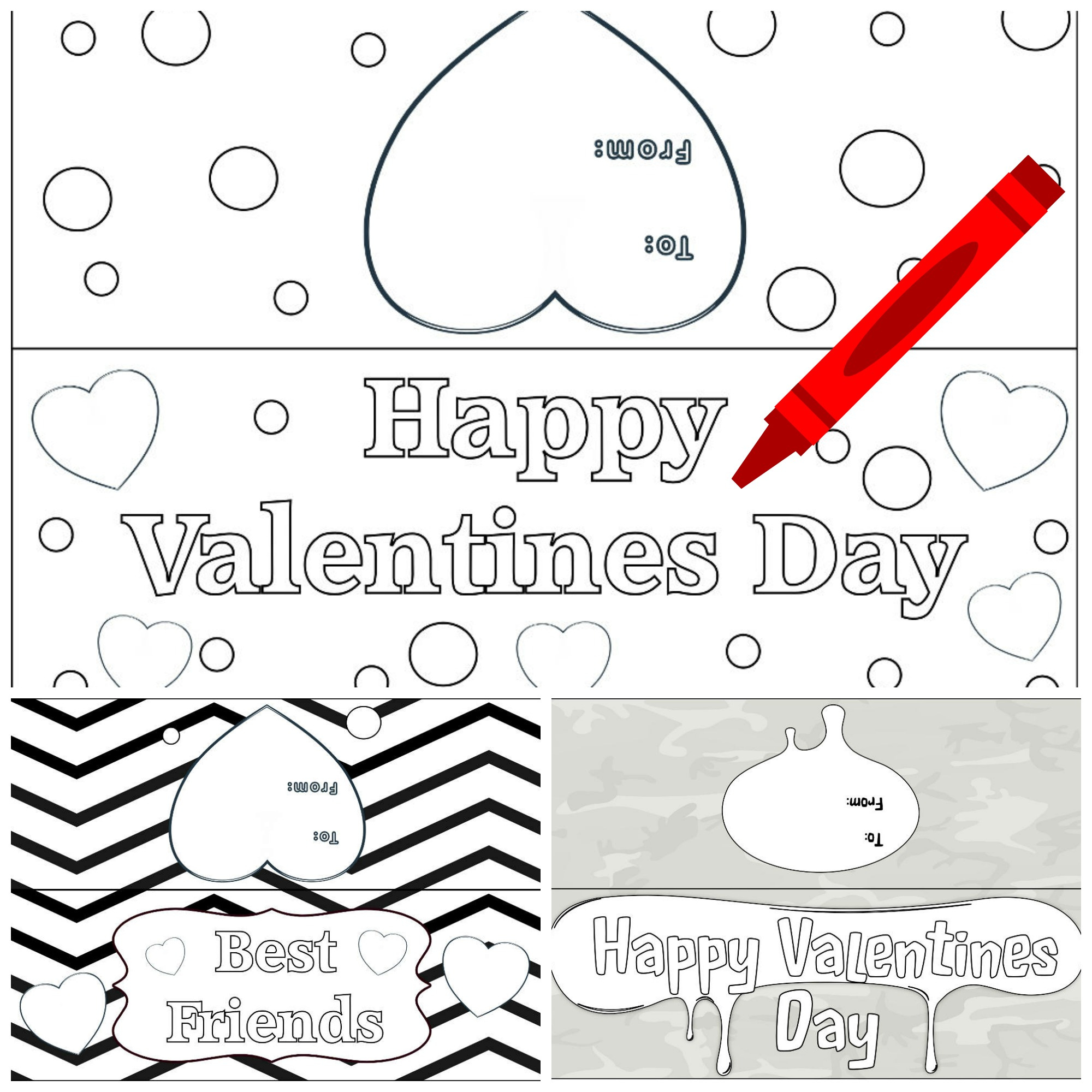 Color Your Own Printable Valentine&amp;#039;S Day Goody Bag Toppers with Valentine Bag Topper Free Printable