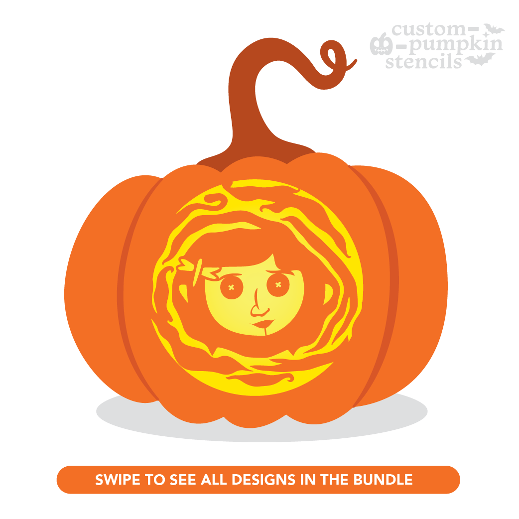 Coraline Pumpkin Carving Stencil for Free Printable Coraline Pumpkin Stencil