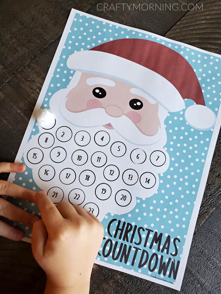 Cotton Ball Santa Beard Christmas Countdown Printable - Crafty Morning with regard to Free Printable Santa Cotton Ball Beard