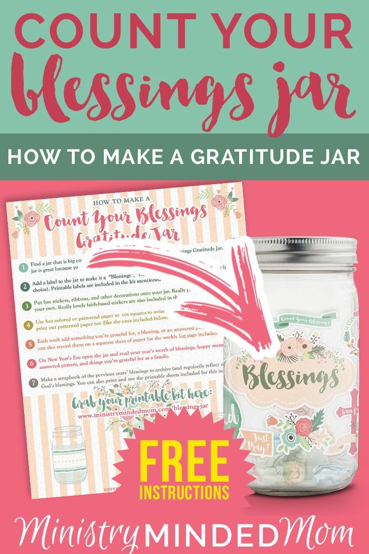 Count Your Blessings Gratitude Jar Printable Kit in Free Printable Blessing Jar Printable