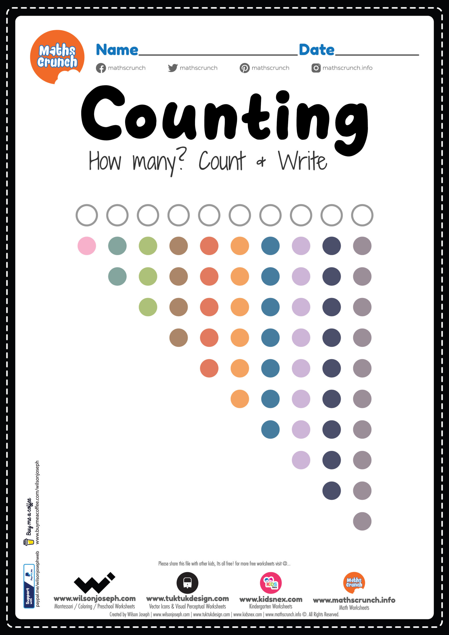 Counting Worksheet For Montessori - Free Printable Pdf For Kids intended for Montessori Worksheet Free Printable