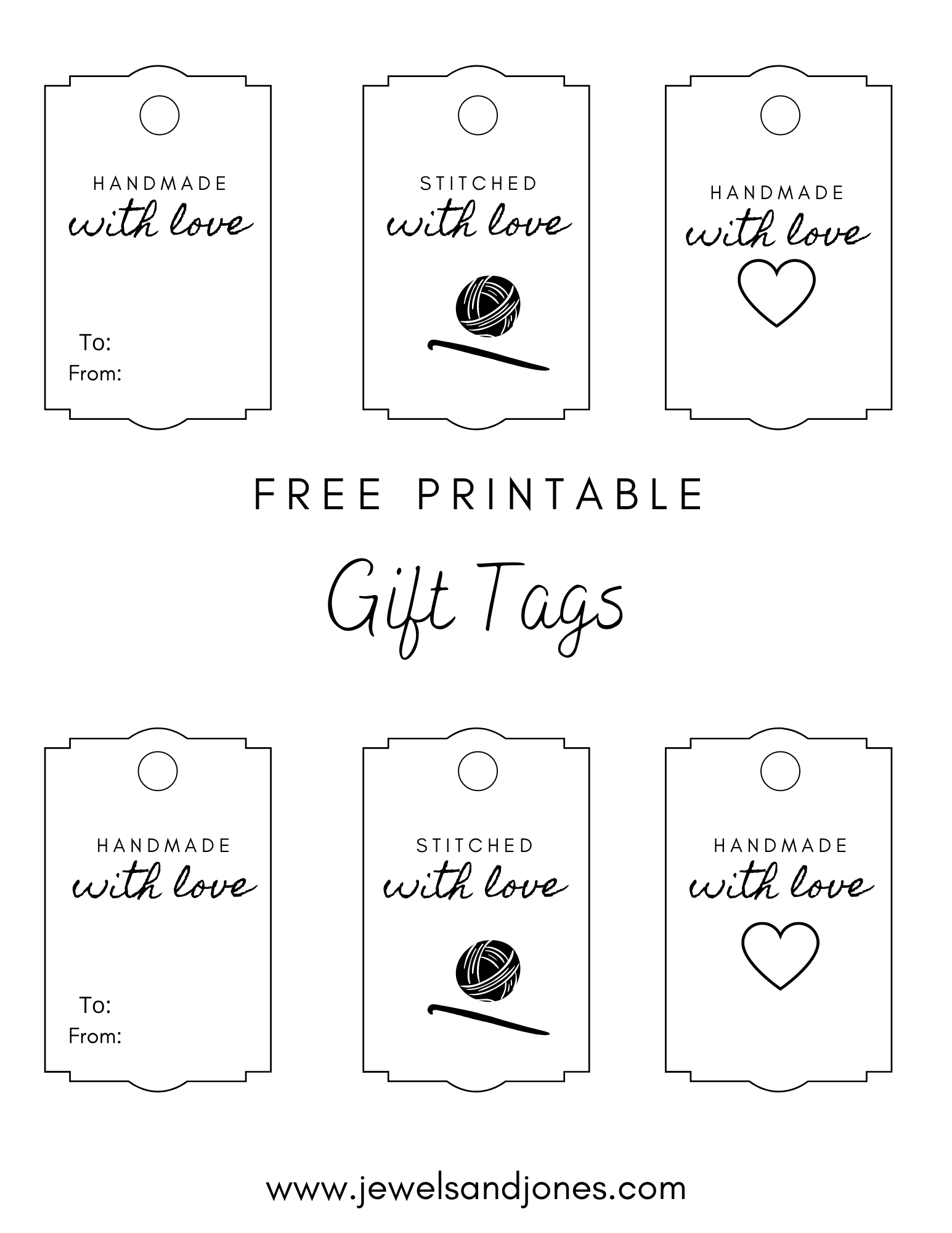 Crochet Gift Tags - Free Printable - Jewels And Jones with regard to Free Printable Handmade with Love Printable Tags